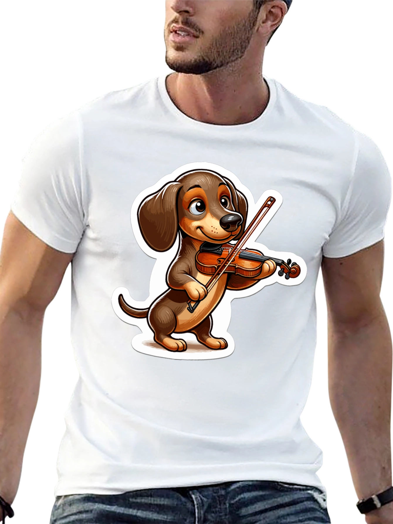 Black Dachshund Violinist T-Shirt - Cute Dog Lover Tee view 13