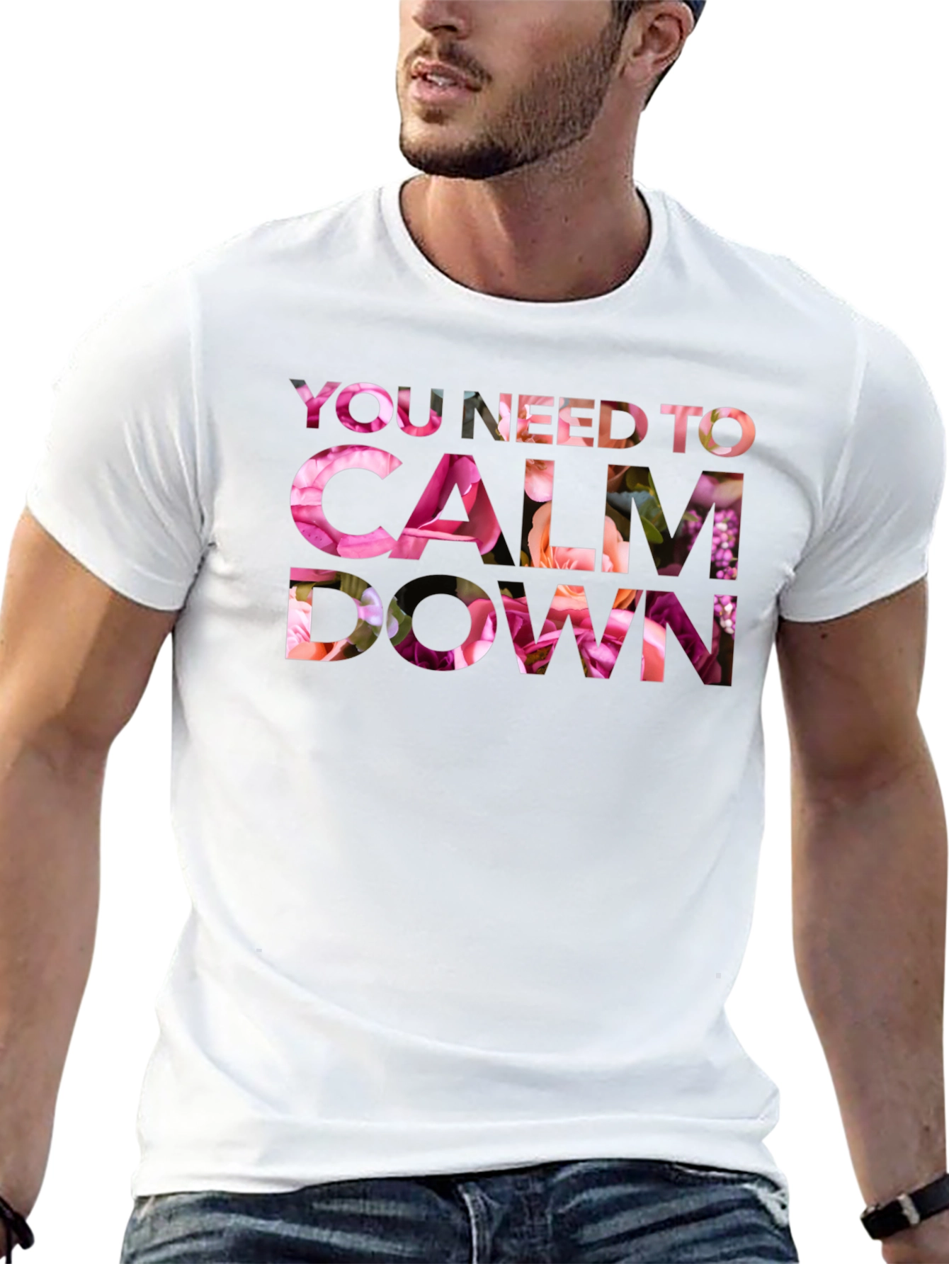 Black Floral Calm Down Graphic T-Shirt view 13