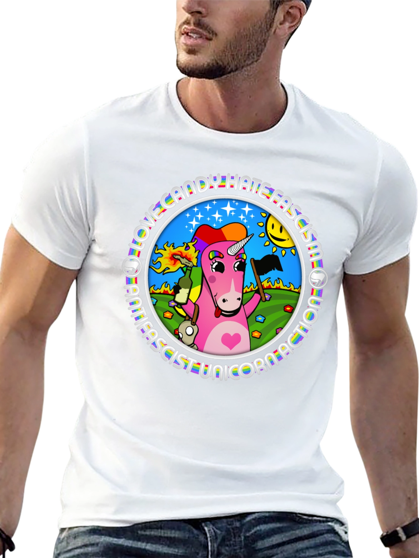 Black Antifascist Unicorn T-Shirt - Love Candy view 13