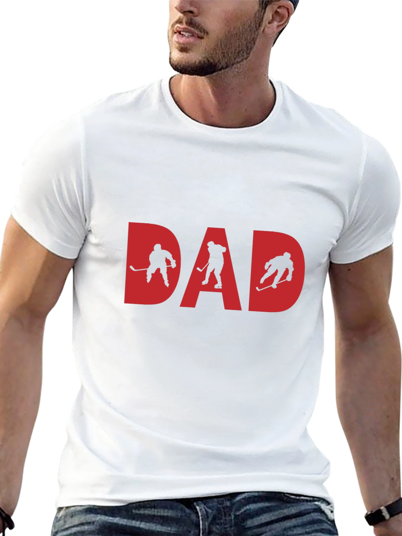 Black Hockey Dad T-Shirt - Gift for Hockey Dads view 13