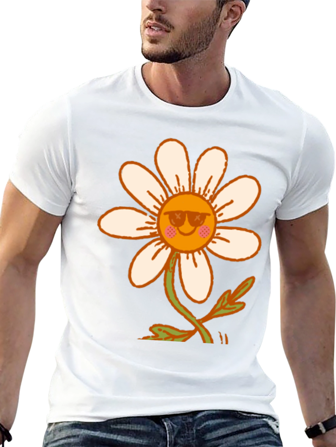 Black Retro Daisy Flower T-Shirt - Black view 13