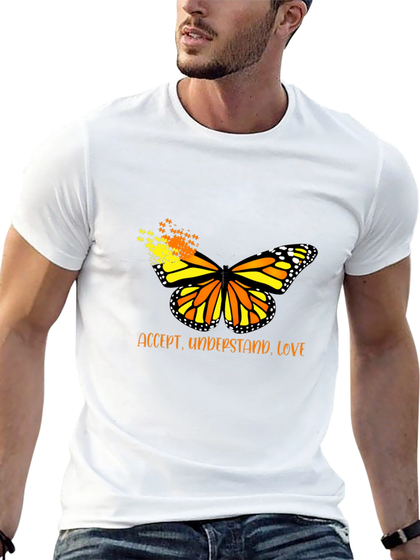 Black Accept, Understand, Love Butterfly Graphic Tee view 13