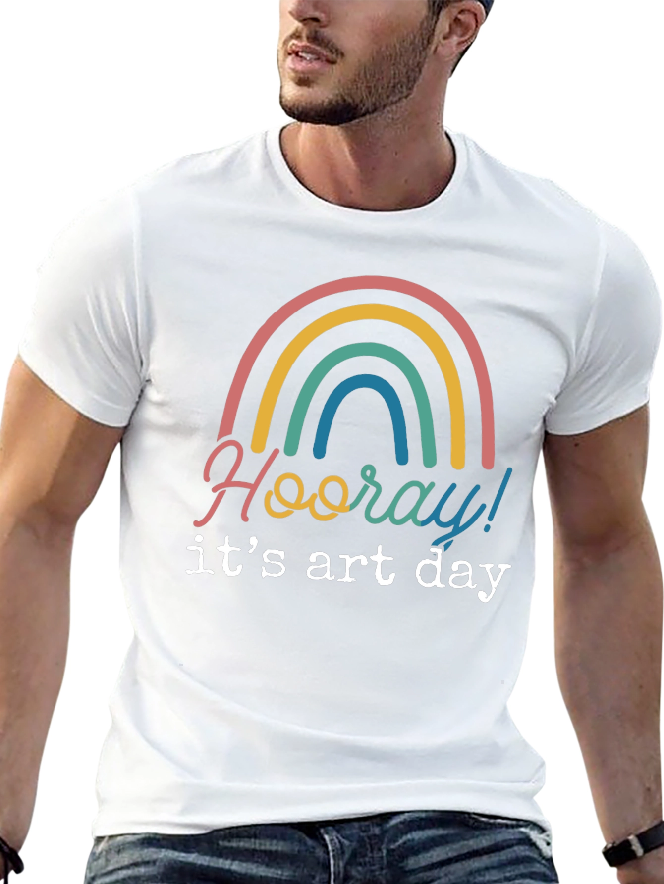 Black Hooray It's Art Day Rainbow T-Shirt view 13