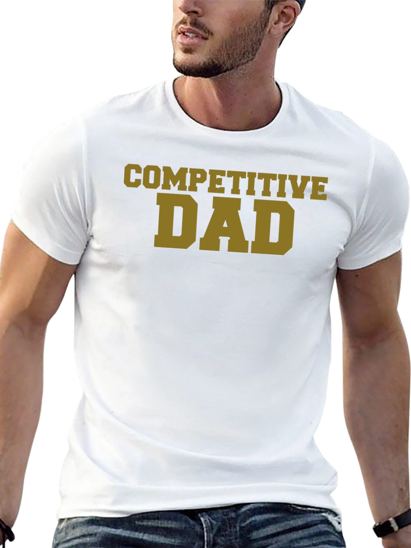 Black Competitive Dad T-Shirt - Black Novelty Tee view 13