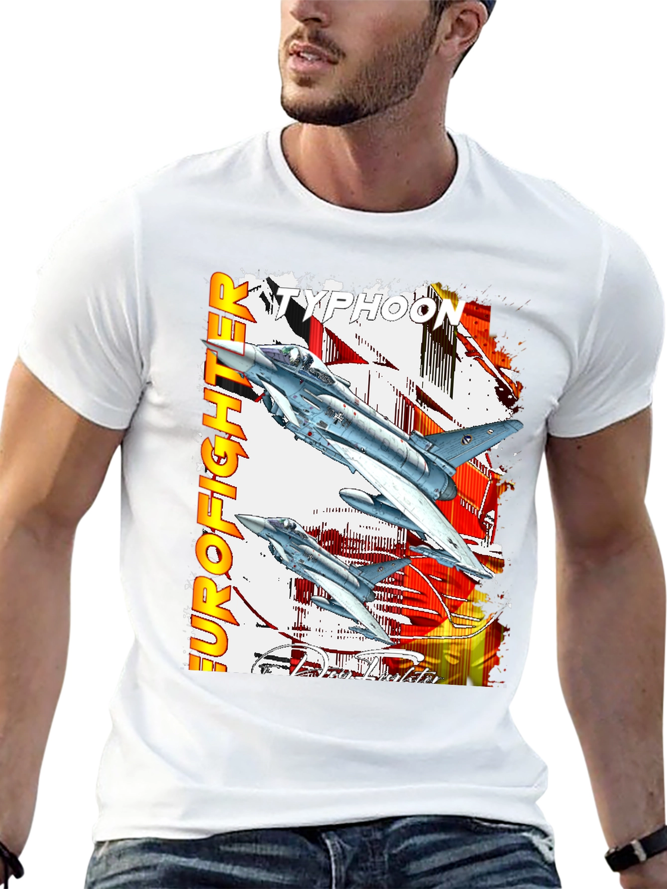 Black Eurofighter Typhoon Graphic T-Shirt - Premium Cotton Blend view 13