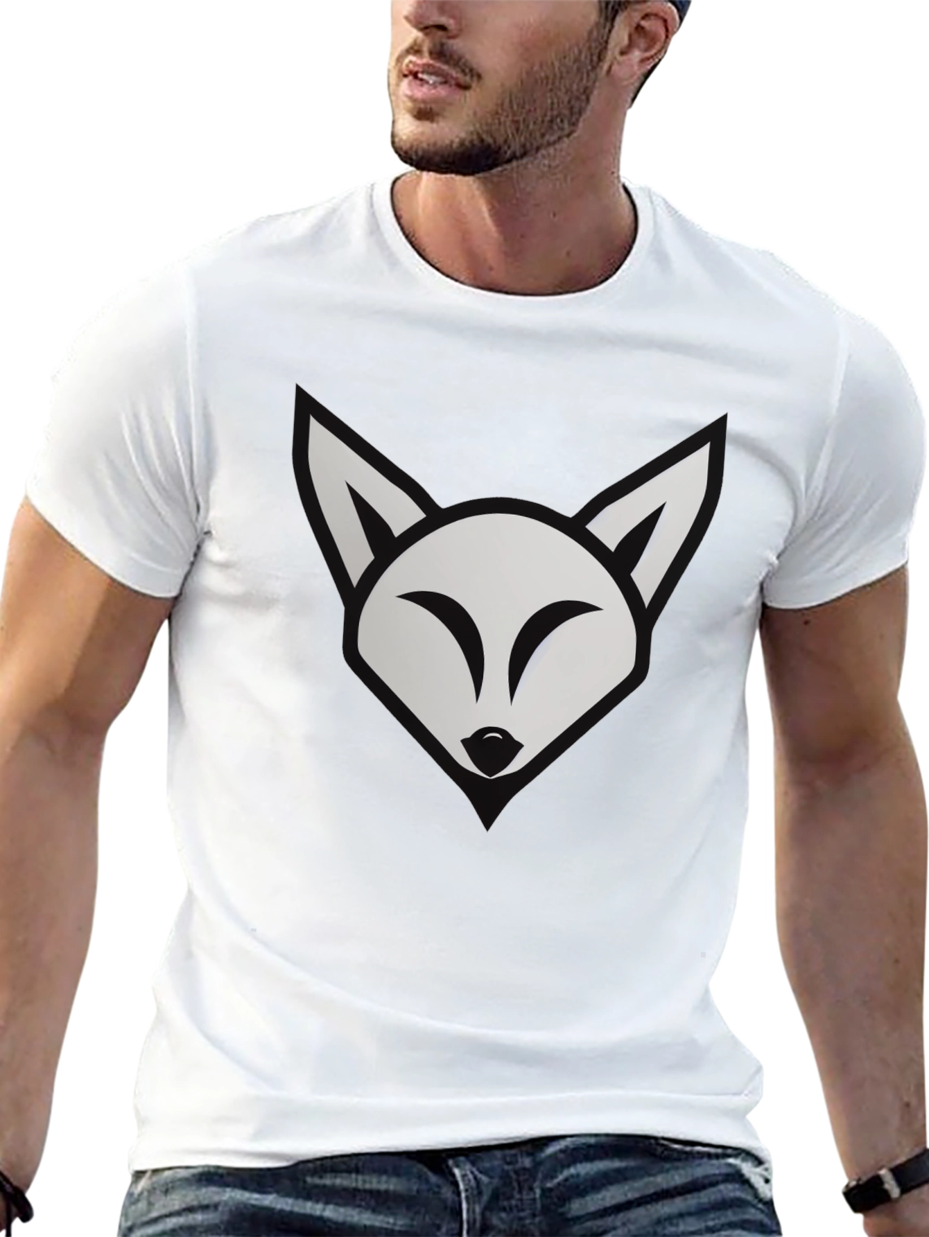 Black Fox Graphic Tee - Modern Black Cotton T-Shirt view 13