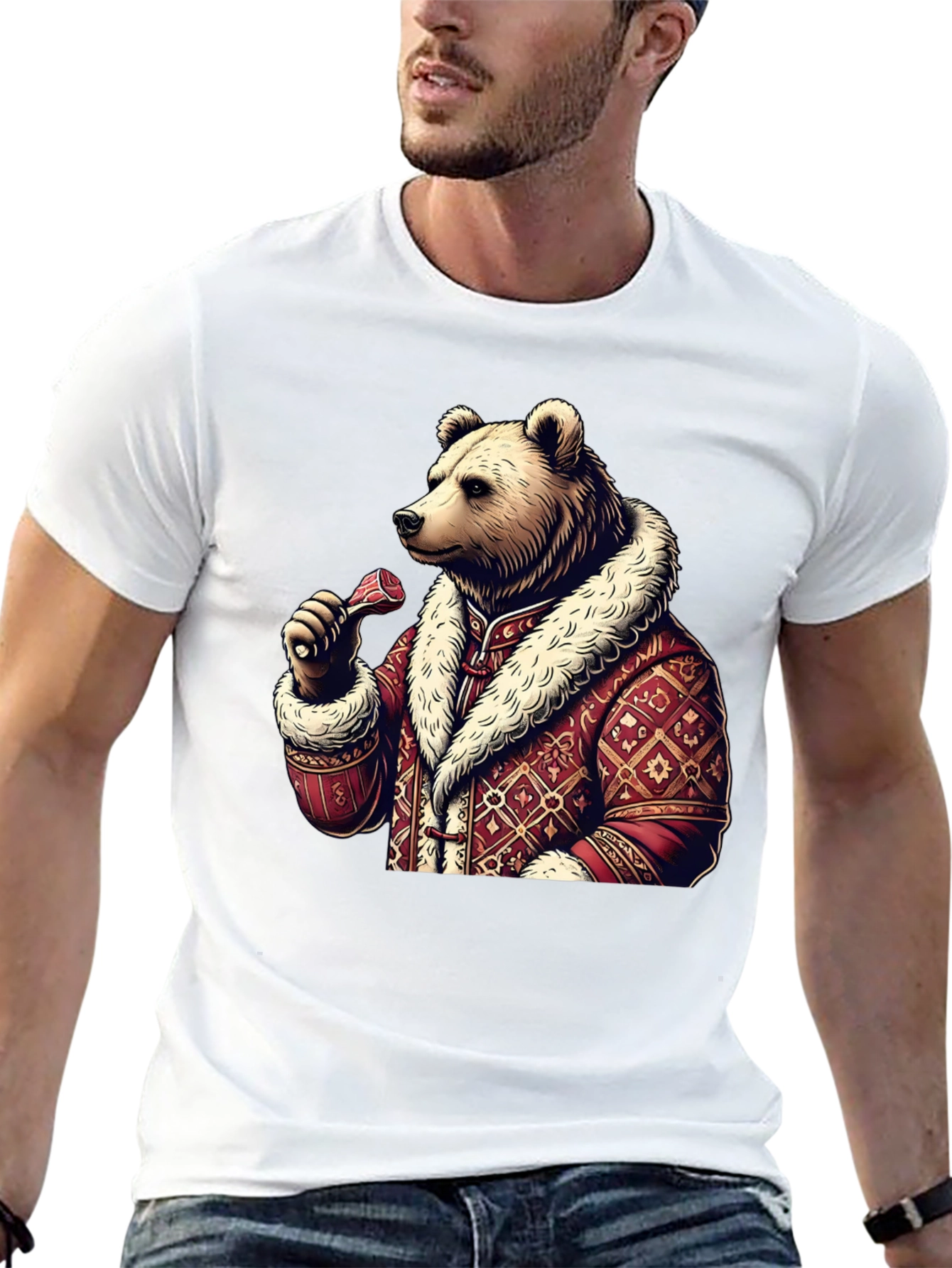 Black Bear in Coat T-Shirt view 13