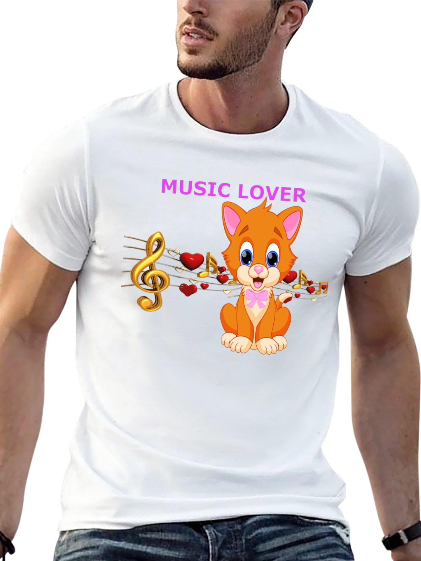 Black Music Lover Cat Graphic Tee view 13