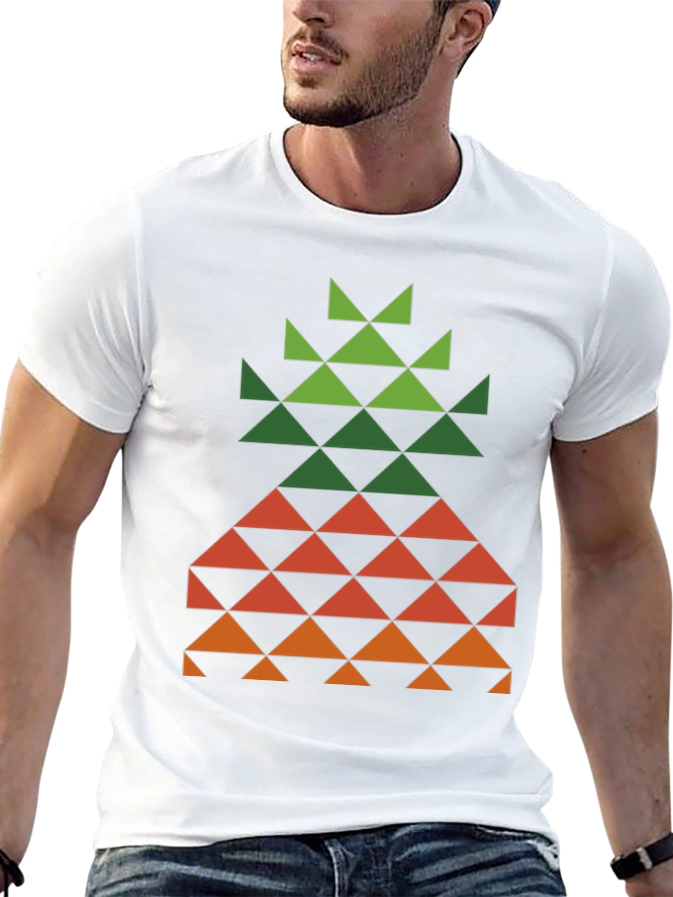 Black Geometric Pineapple Tee - Modern Tropical Style view 13
