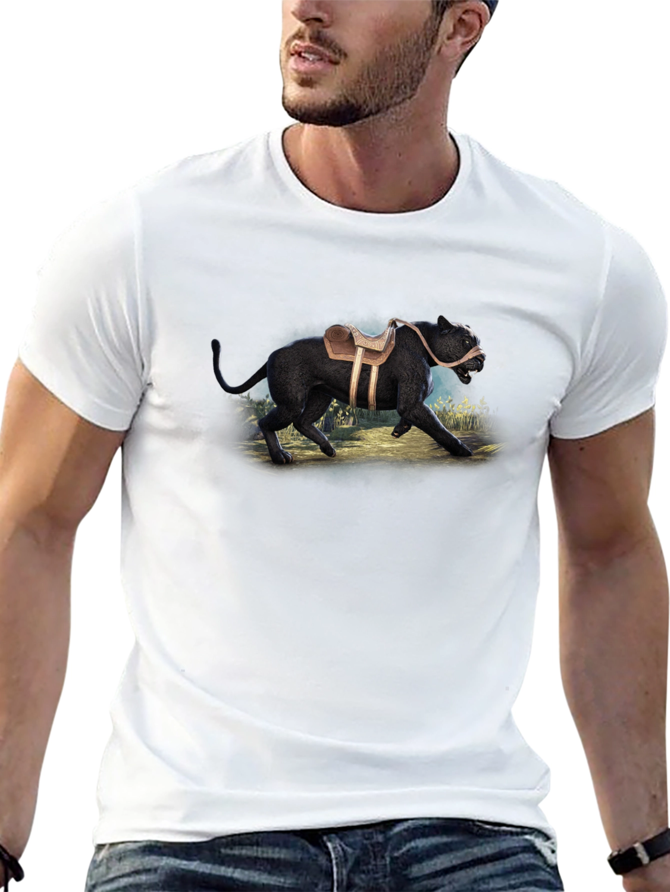 Black Saddled Panther Graphic T-Shirt view 13