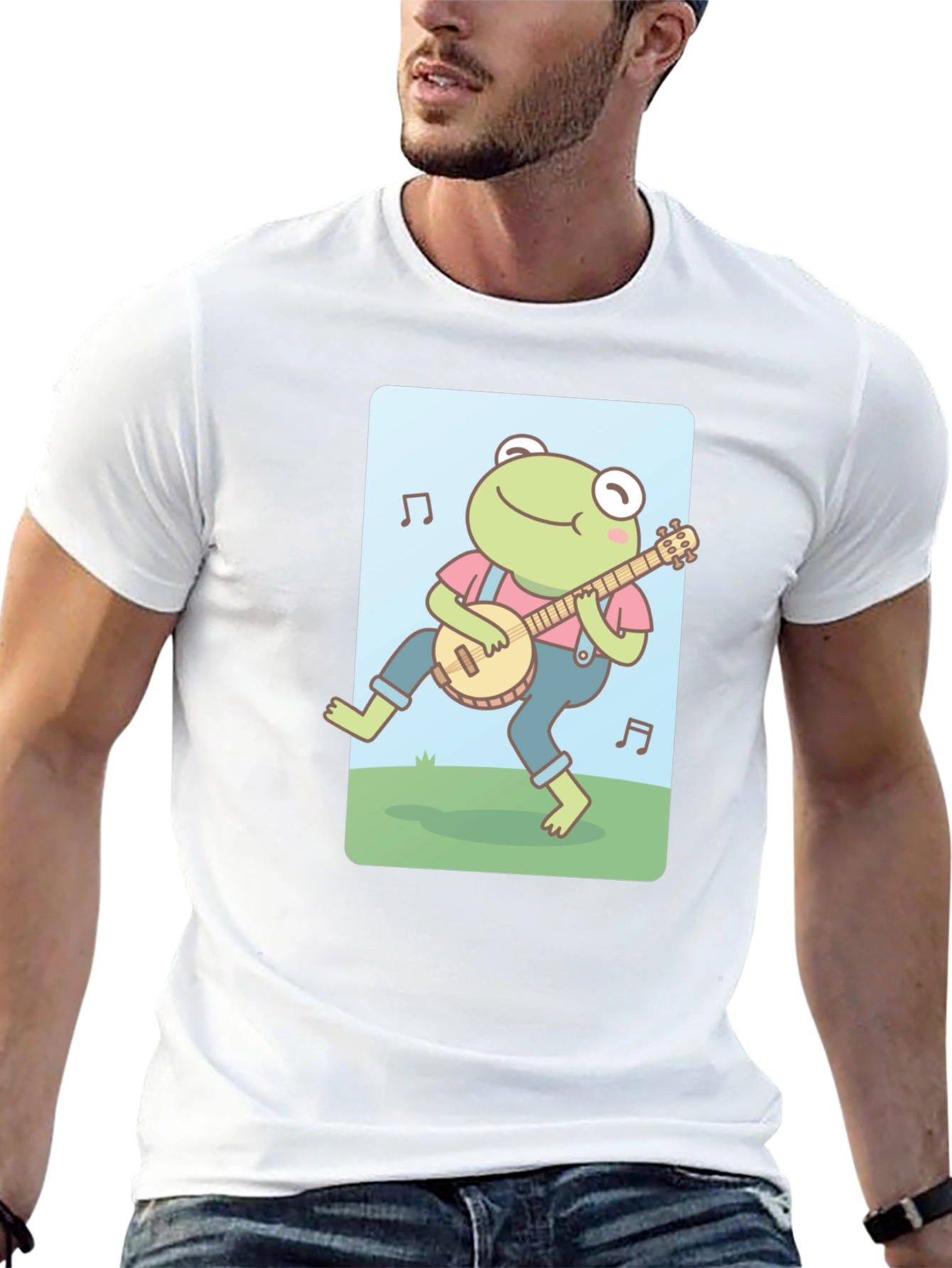 Black Frog Banjo Music T-Shirt - Cute Cartoon Design view 13