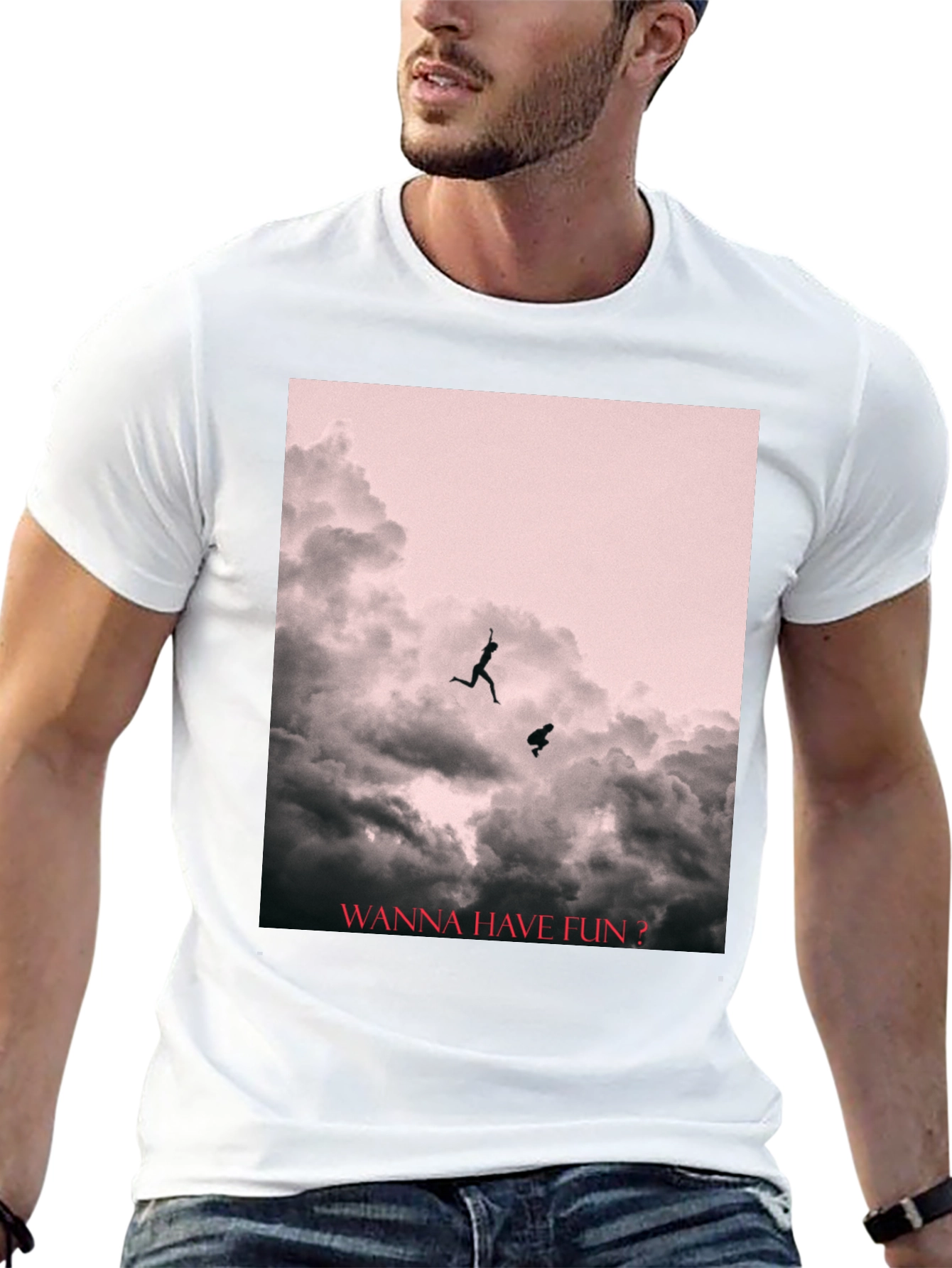 Black Fun Cloud Jump T-Shirt view 13