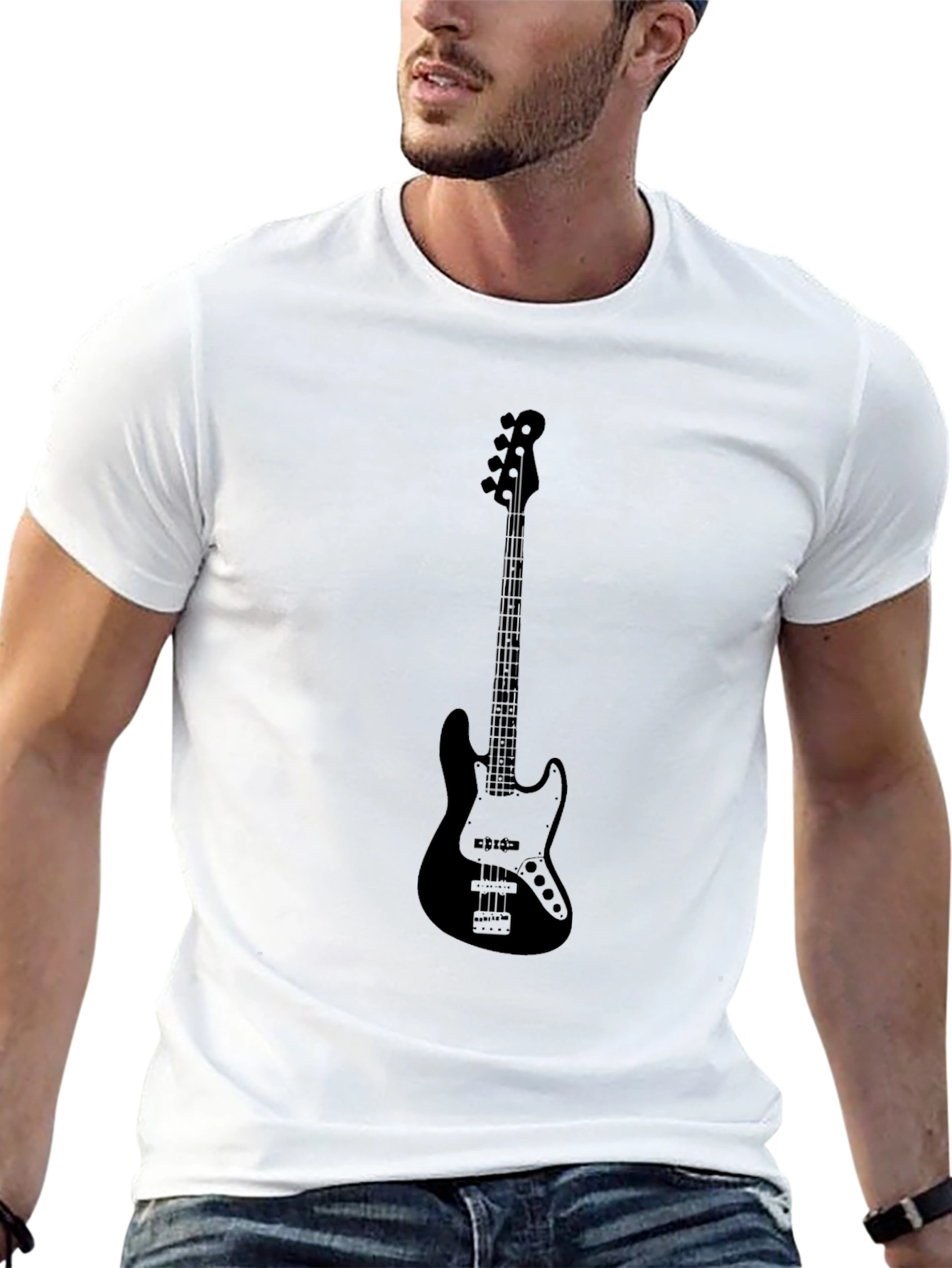 Black Bass Guitar Graphic Tee - Men's Black T-Shirt view 13