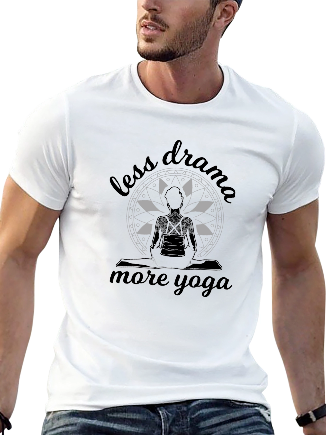 Black Less Drama More Yoga T-Shirt - Relaxed Fit view 13