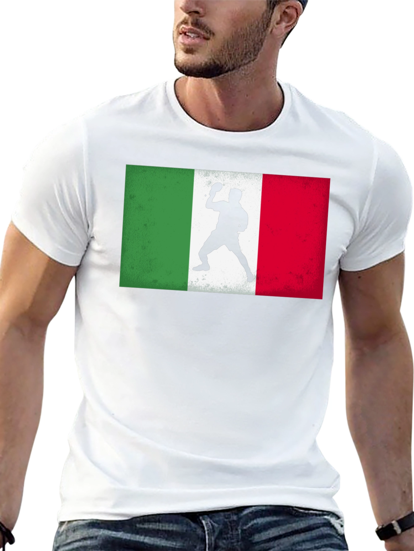 Black Italy Table Tennis Flag T-Shirt view 13