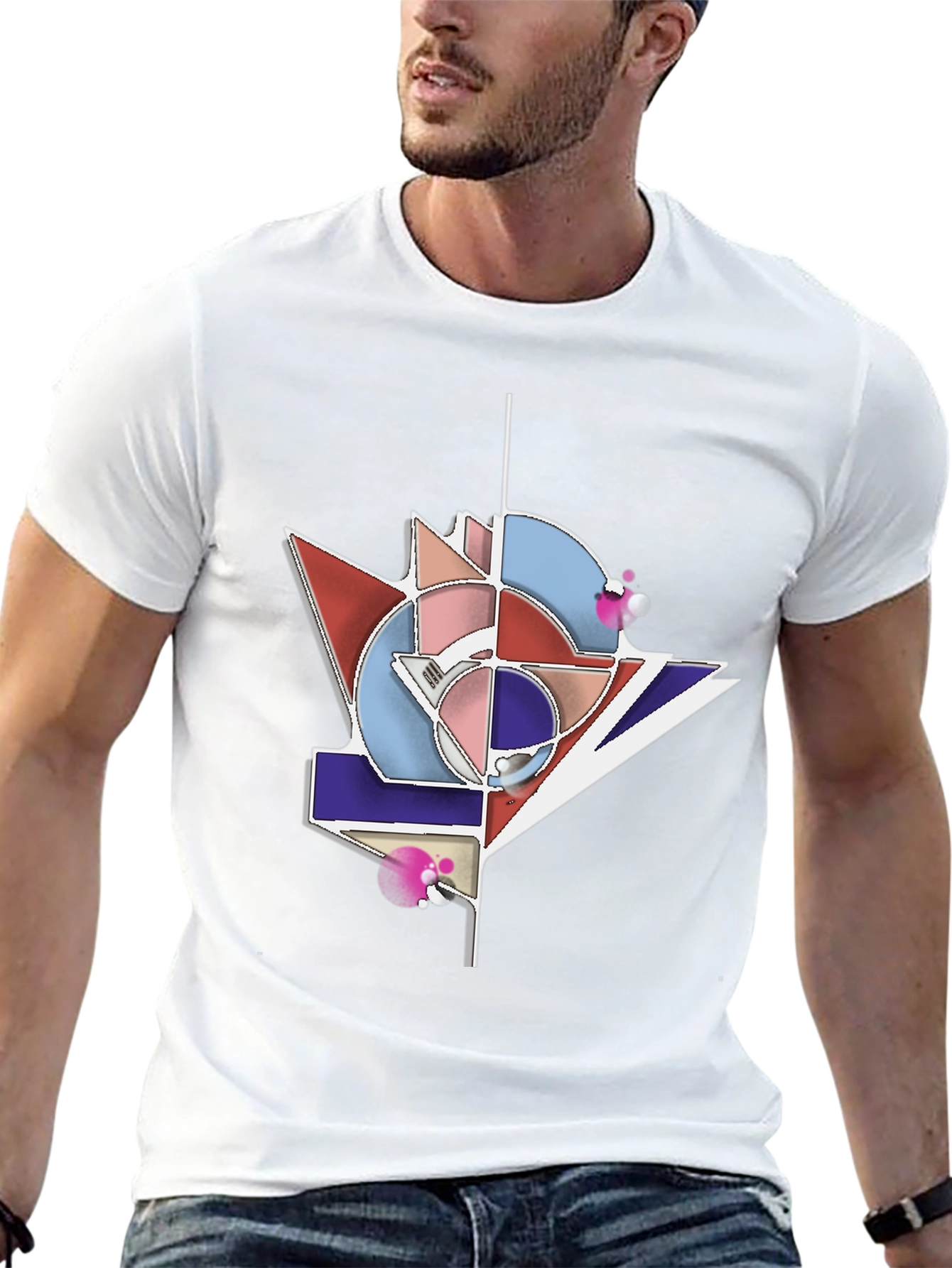 Black Geometric Graphic Tee - Modern Art T-Shirt view 13