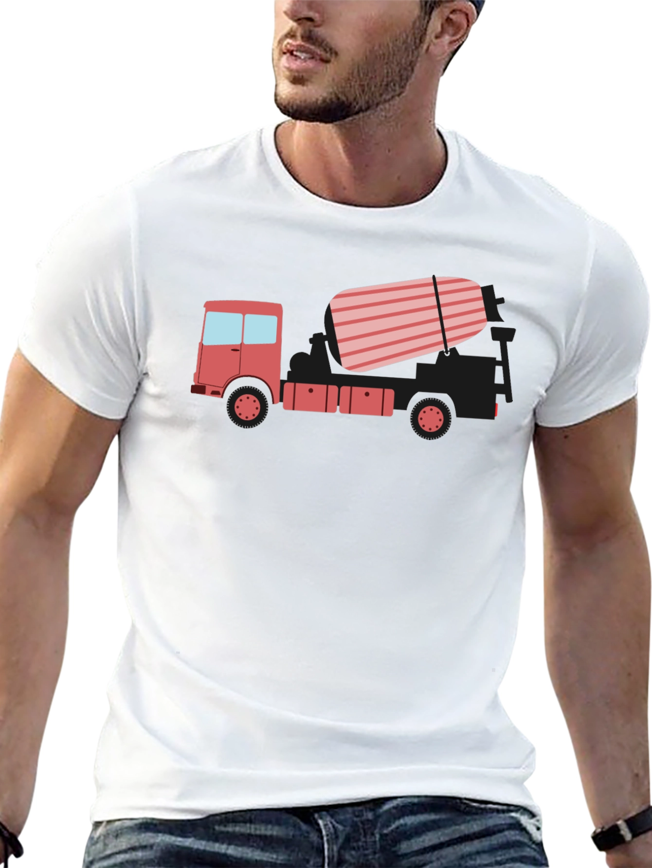 Black Concrete Truck Graphic Tee - Black Casual T-Shirt view 13