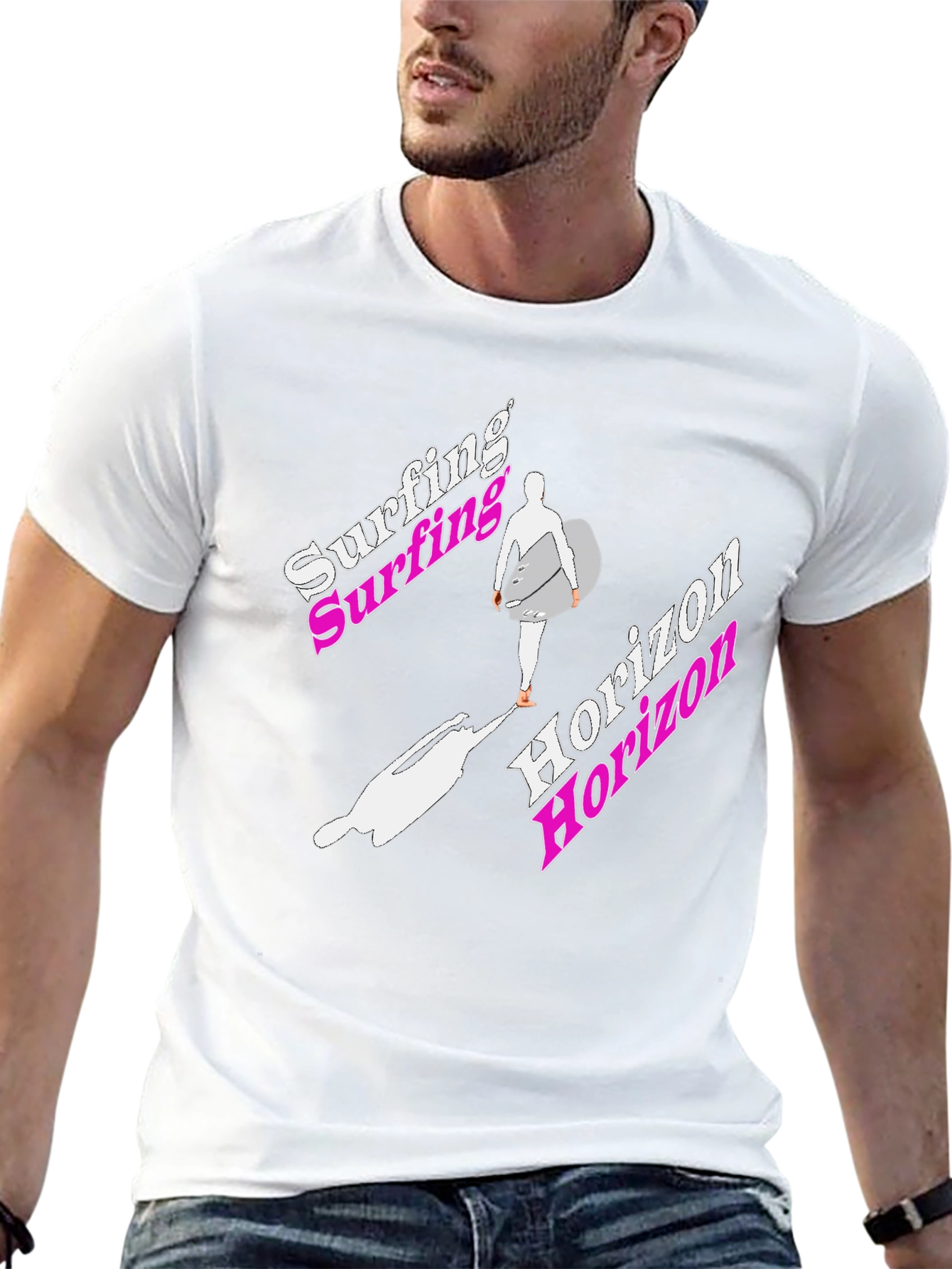 Black Surfing Horizon Graphic Tee - Black Cotton Shirt view 13