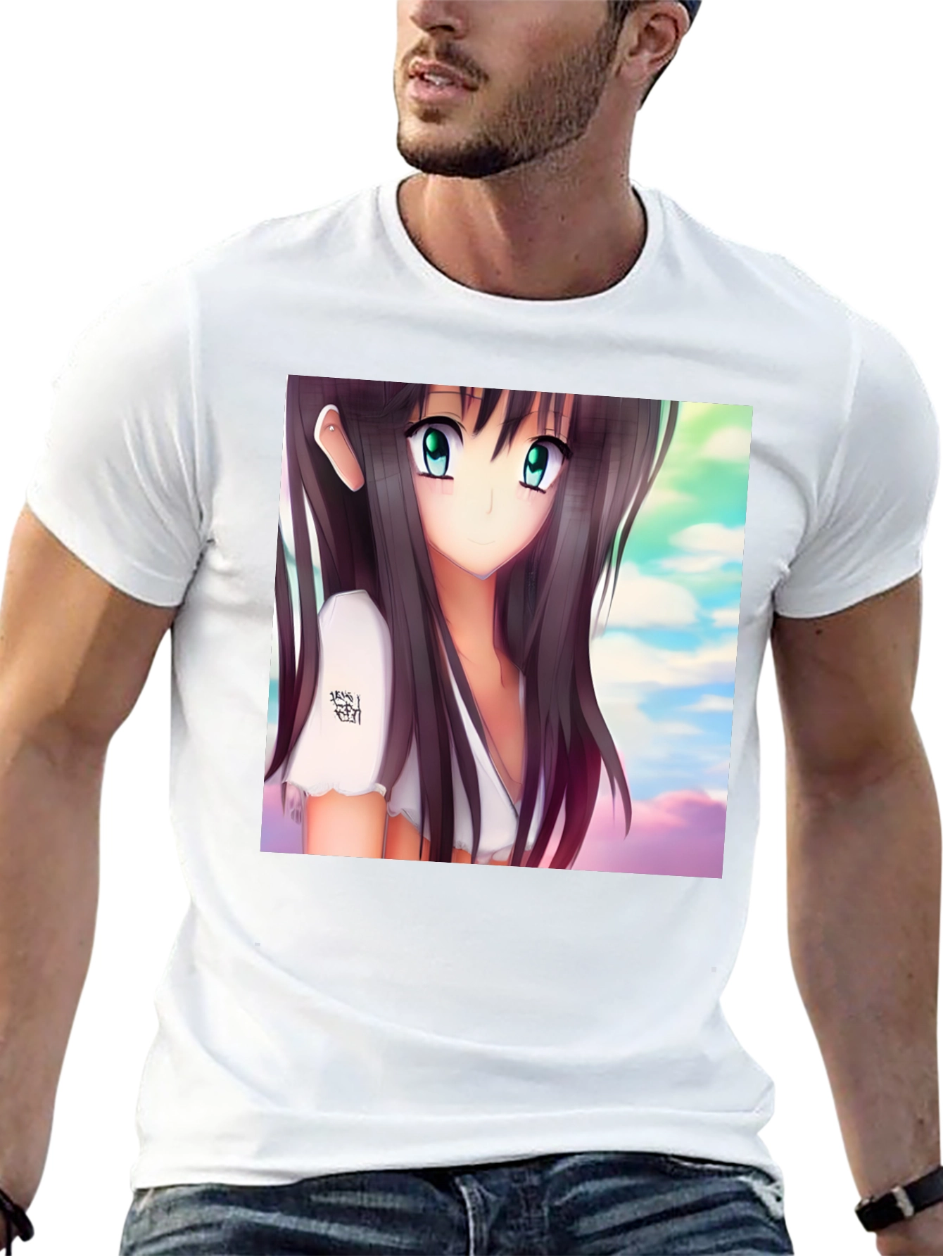 Black Anime Girl Graphic Black Tee - Stylish & Unique view 13