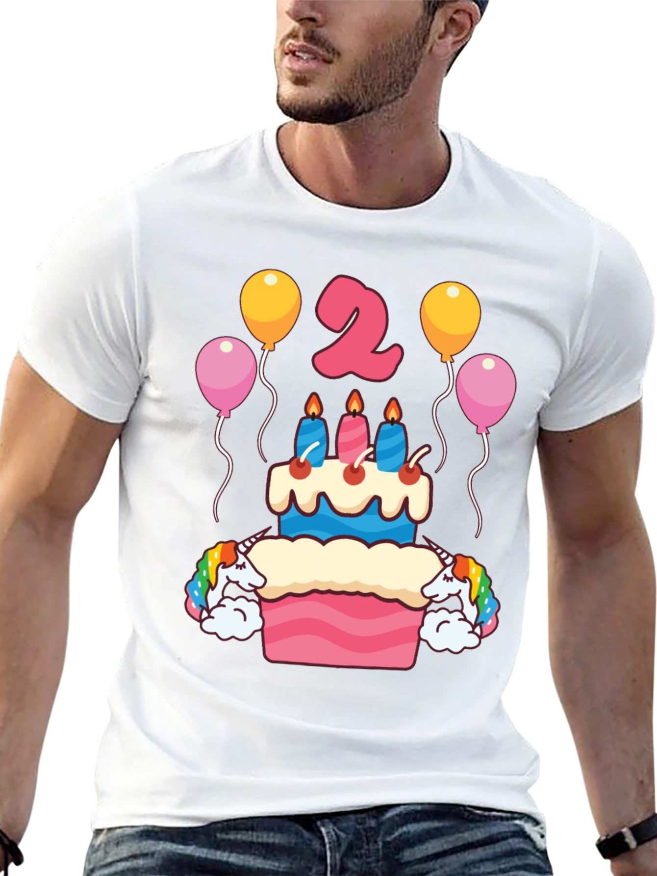 Black Unicorn 2nd Birthday Party T-Shirt view 13