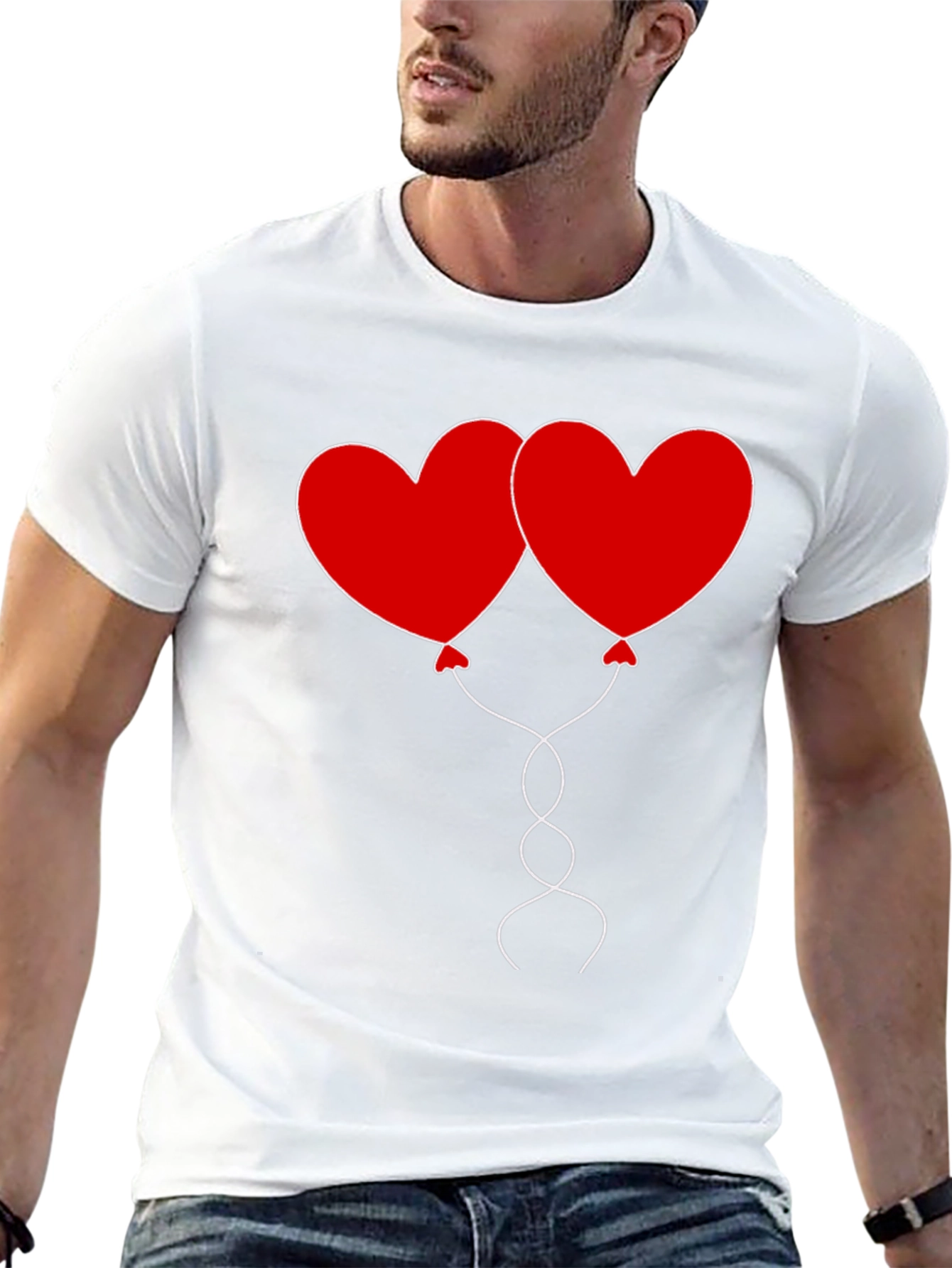 Black Heart Balloons Graphic Tee - Black Cotton Casual Shirt view 13
