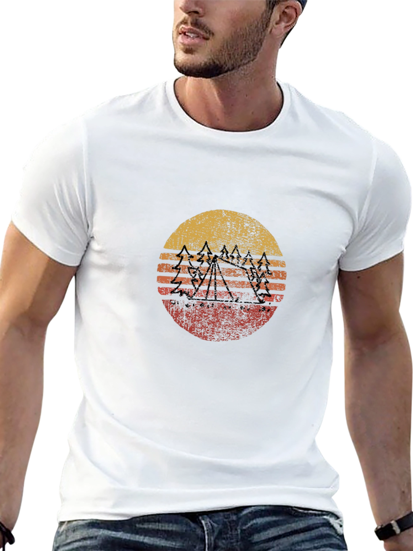 Black Retro Sunset Mountain Graphic Tee view 13