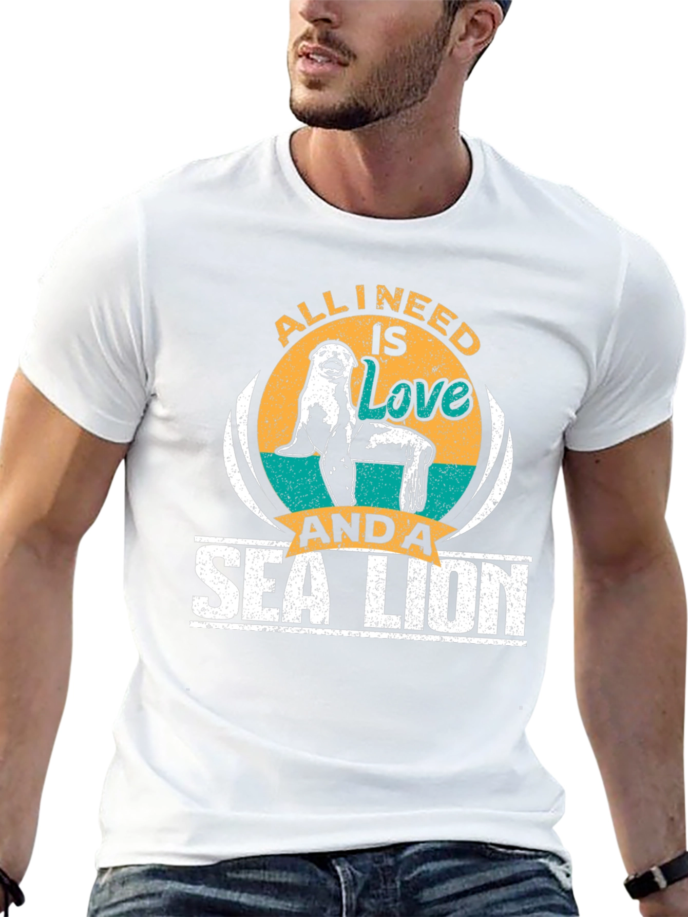 Black All I Need Is Love And A Sea Lion T-Shirt view 13