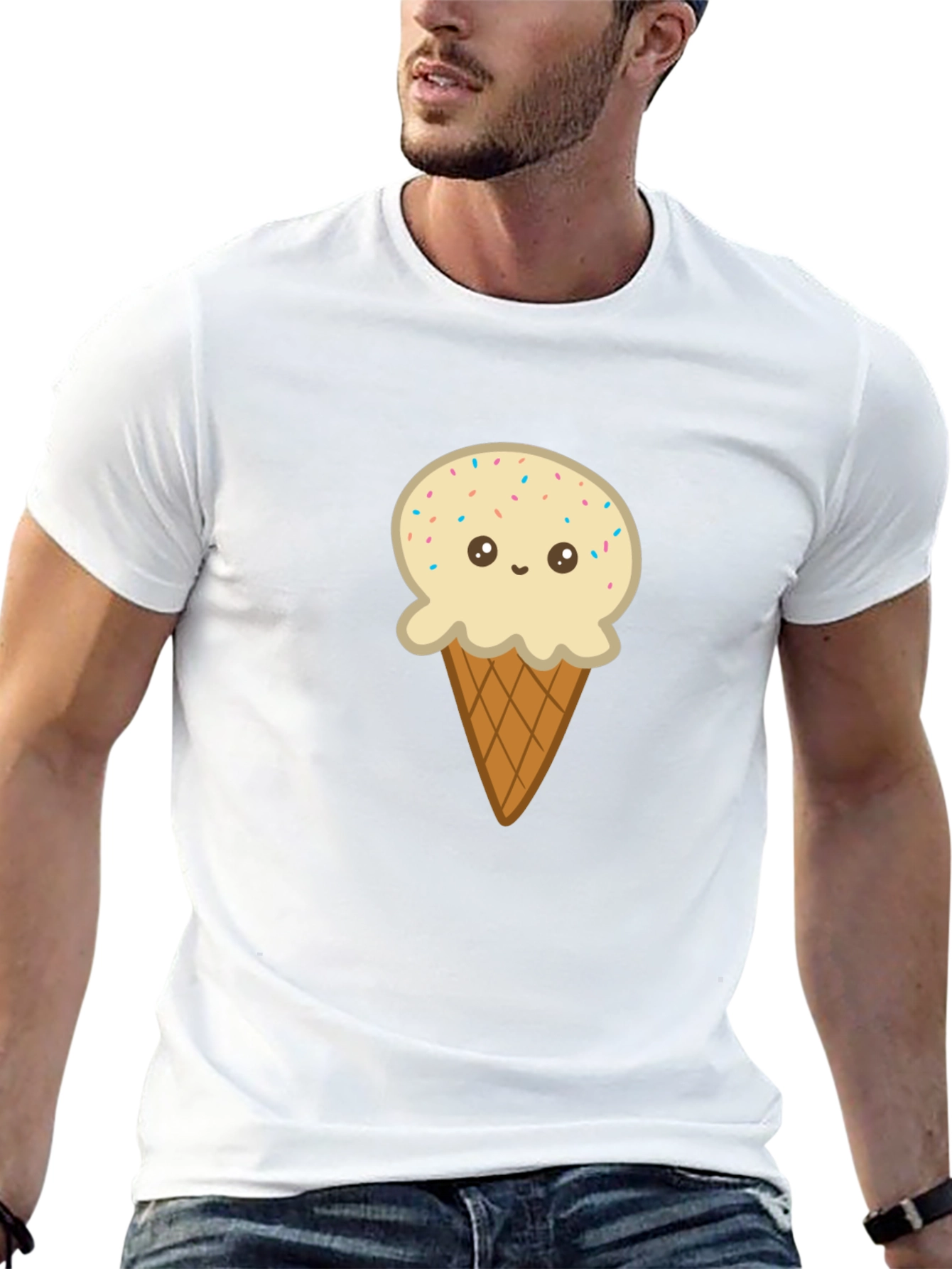 Black Ice Cream Cone Graphic Tee - Black Cotton T-Shirt view 13