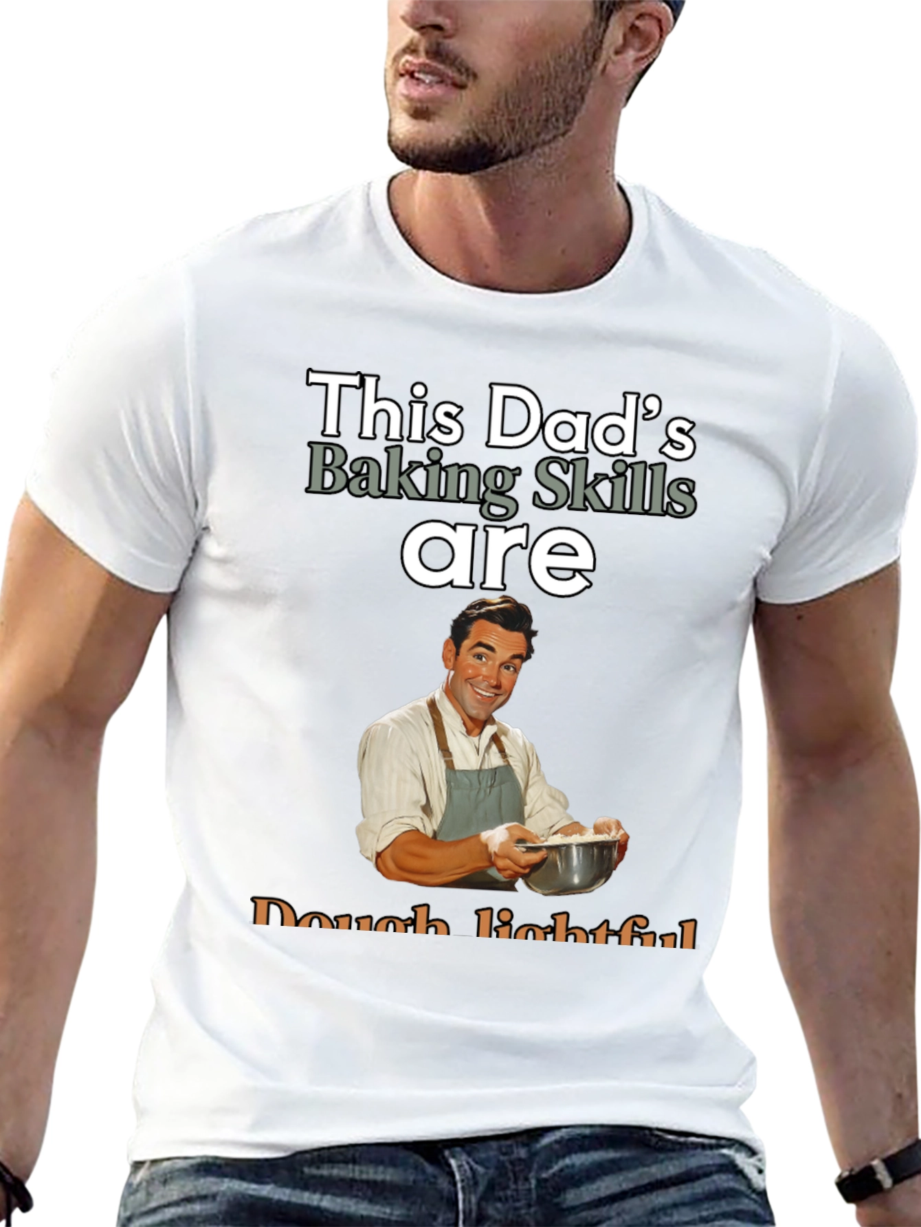 Black Dad's Baking Skills T-Shirt - Dough-lightful Funny Tee view 13