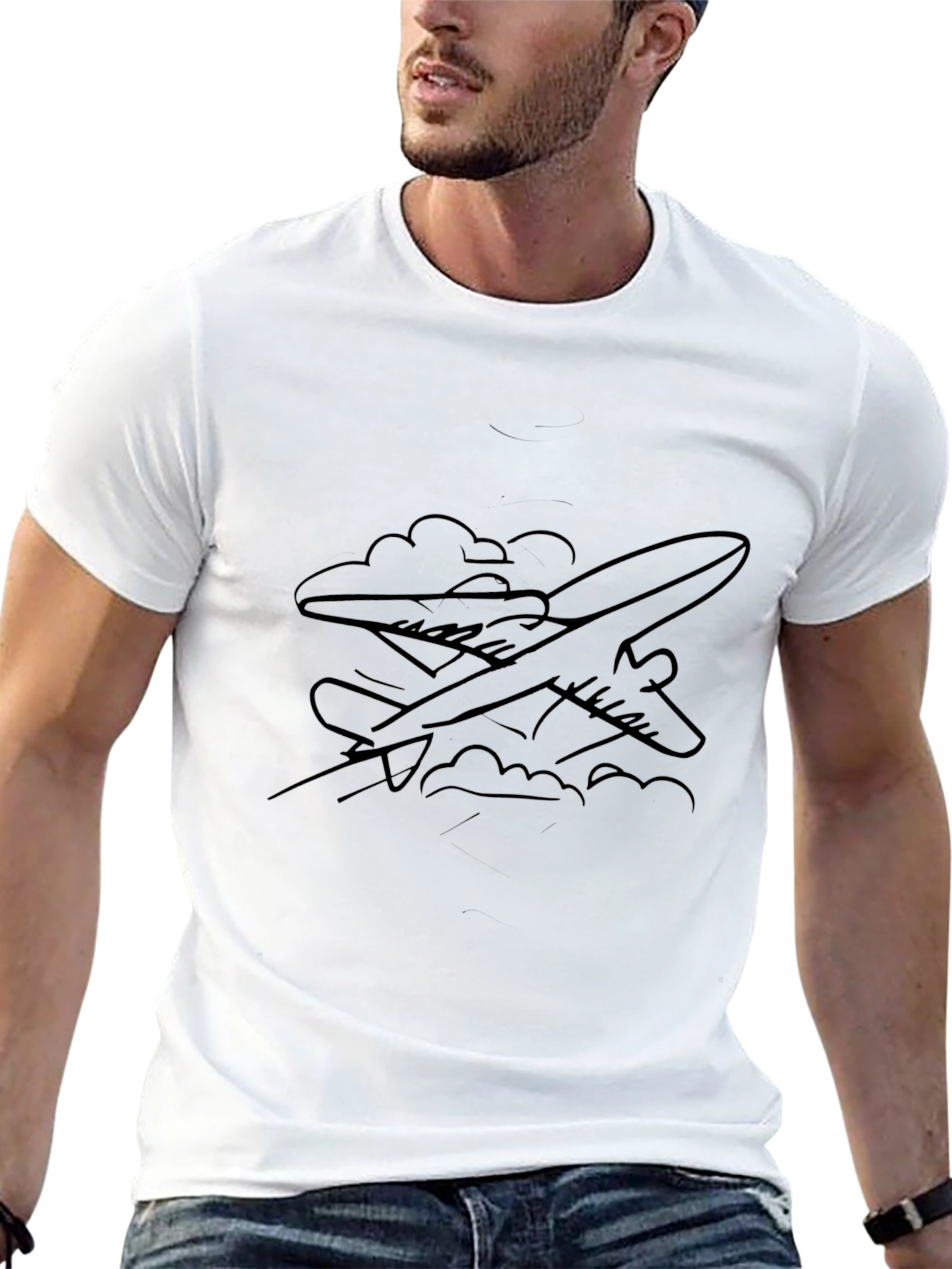 Black Airplane Graphic Black T-Shirt view 13