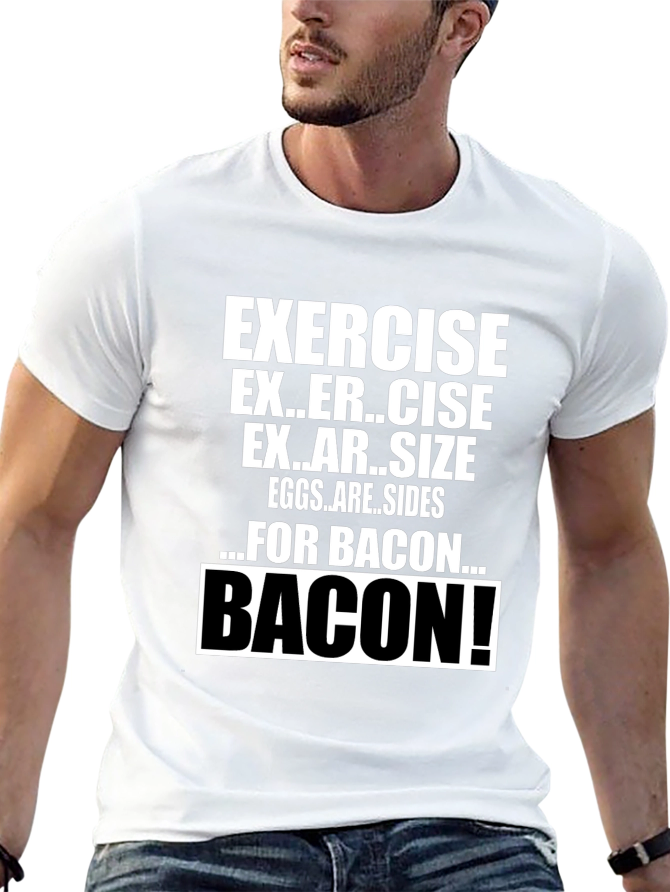 Black Funny Exercise for Bacon T-Shirt view 13