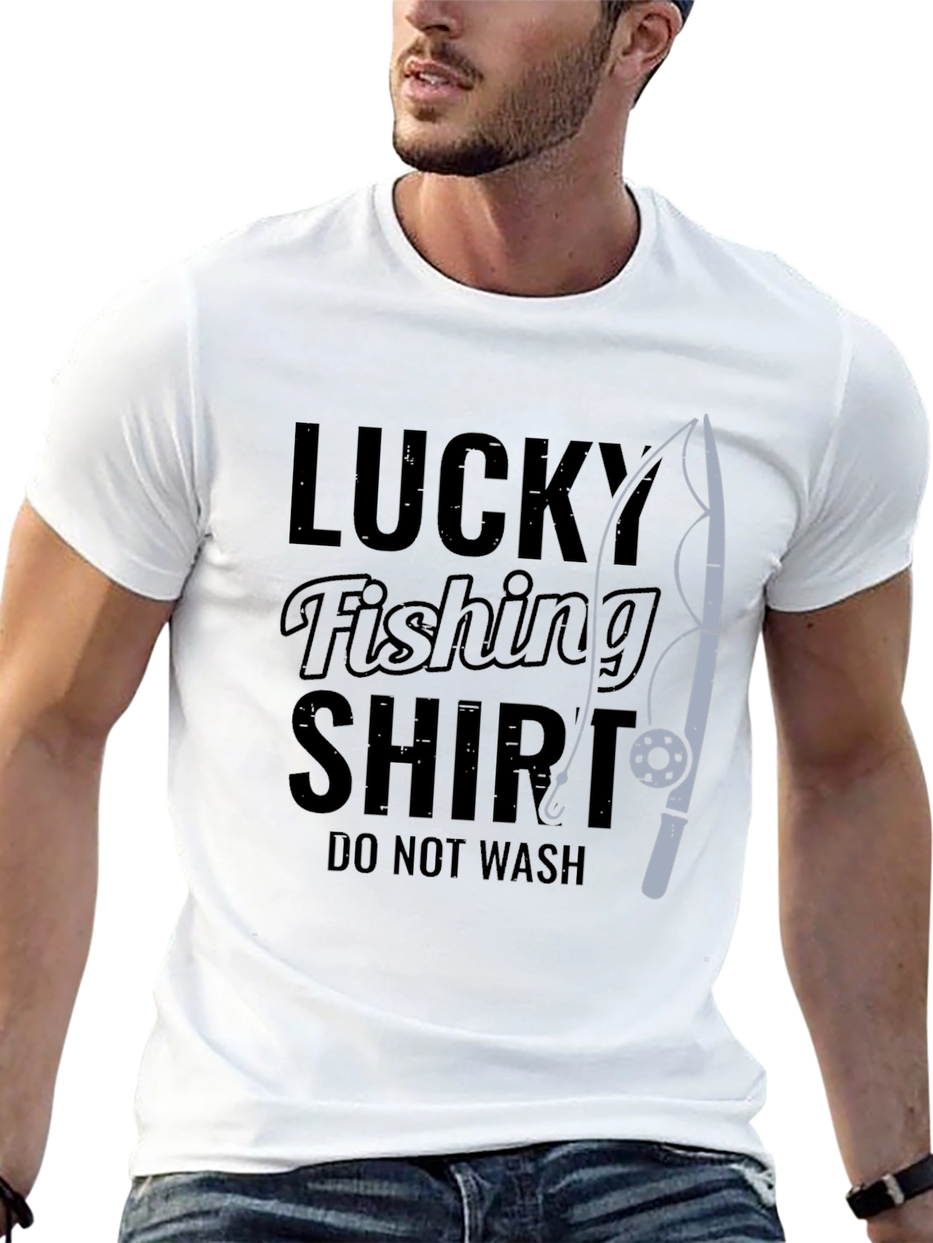 Black Lucky Fishing Shirt - Funny Graphic Tee view 13