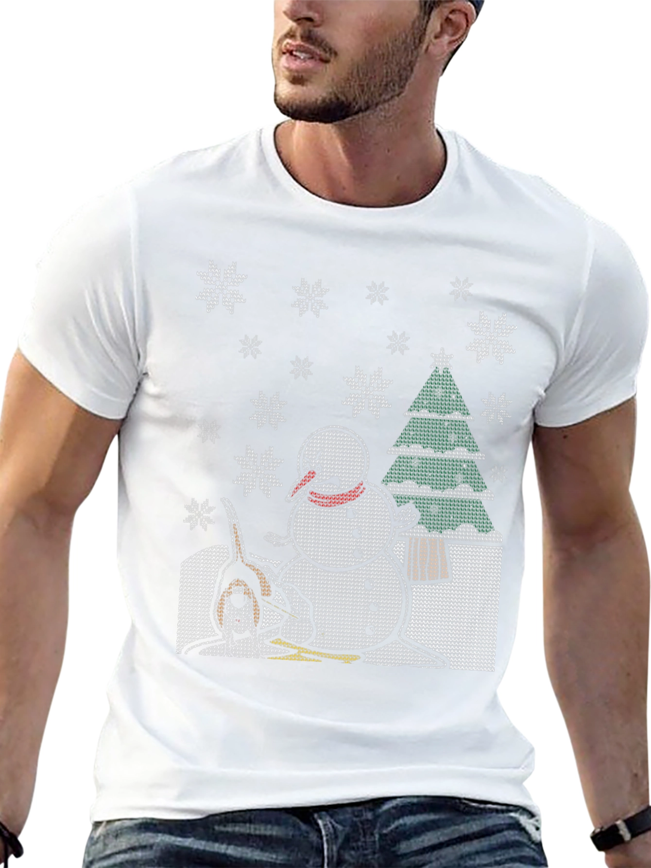 Black Funny Christmas T-Shirt Dog Snowman view 13