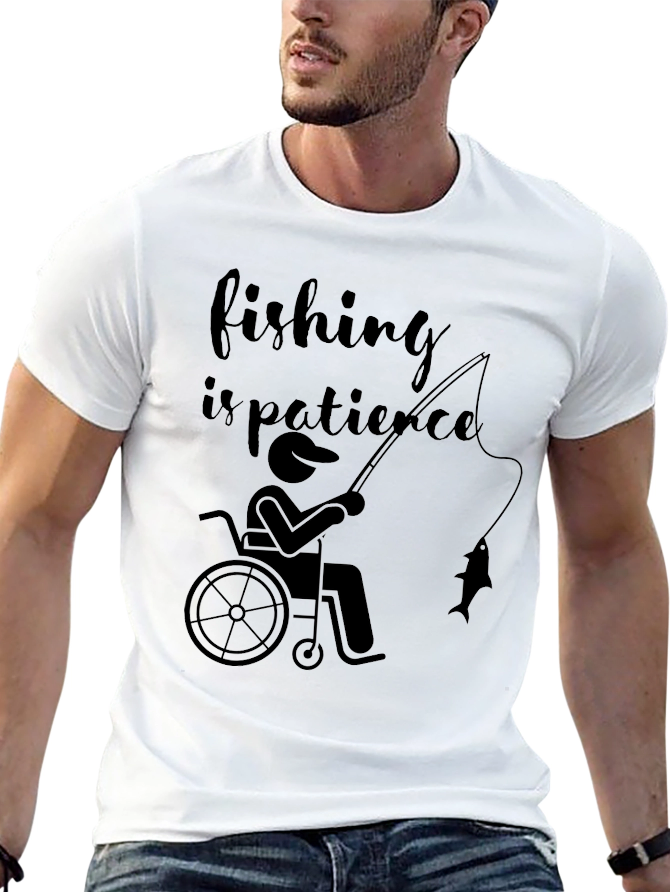 Black Fishing is Patience Tee - Accessible Angling Design view 13
