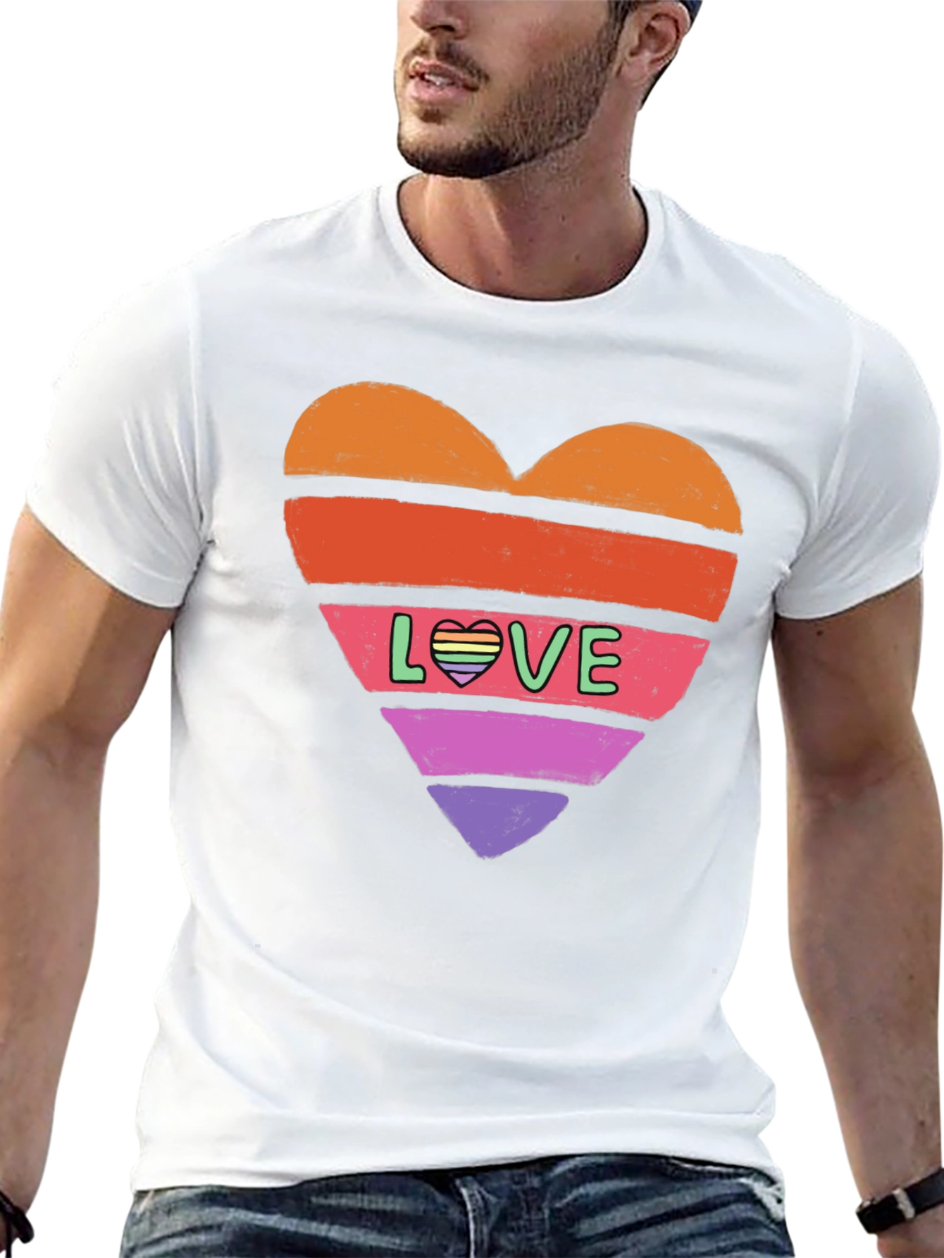 Black Rainbow Heart Love Graphic Tee view 13