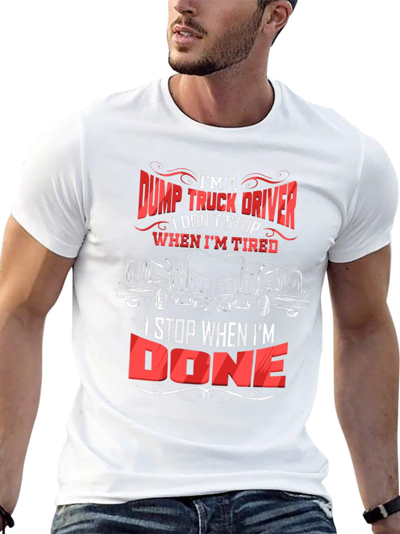 Black Dump Truck Driver T-Shirt - I Stop When I'm Done view 13
