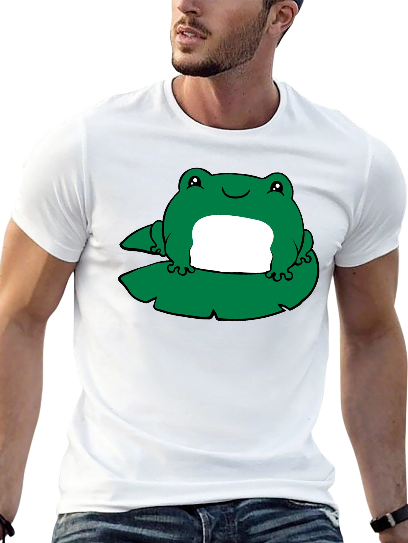 Frog on Lily Pad Graphic Tee - Black - 13