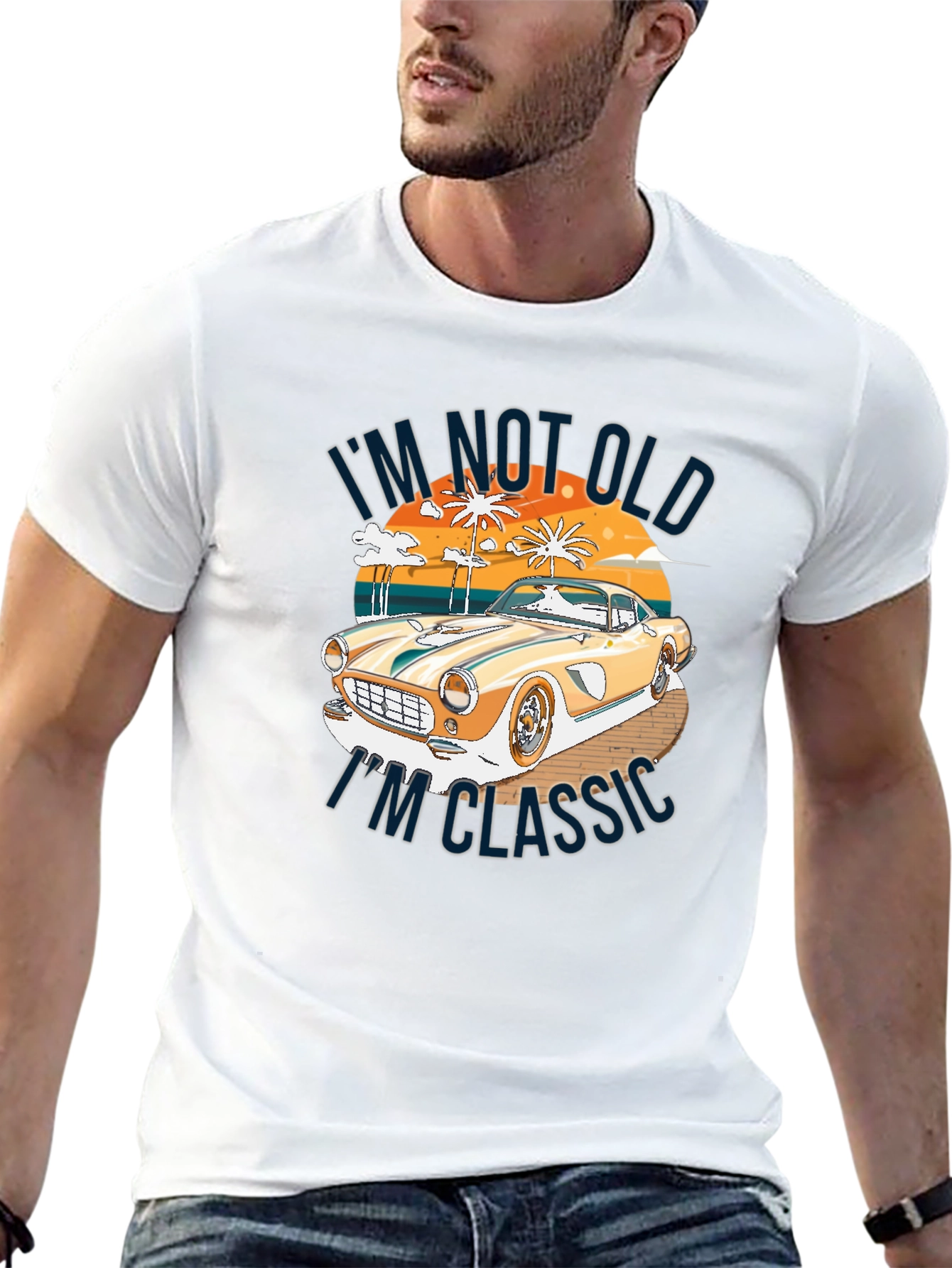Black Classic Car Graphic Tee - "I'm Not Old, I'm Classic" view 13