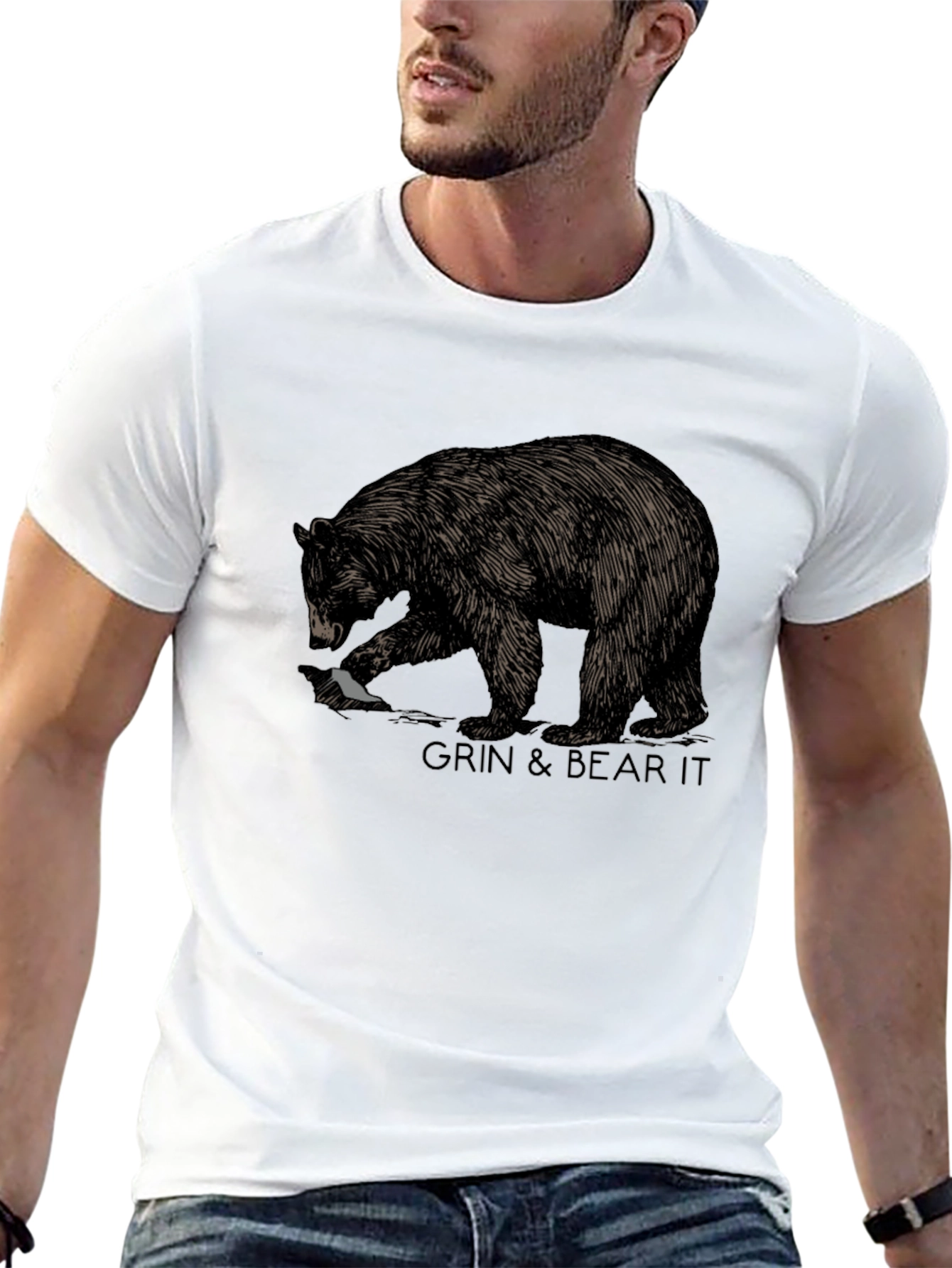 Black Grin & Bear It Graphic Tee - Black view 13
