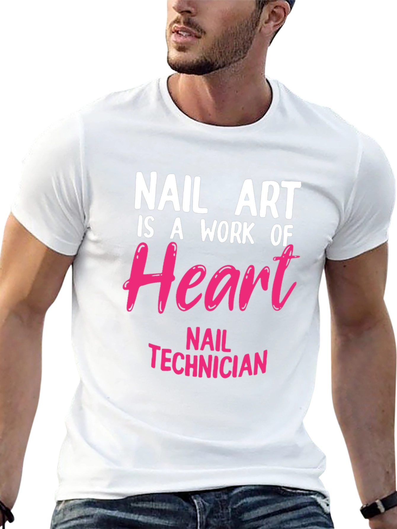 Black Nail Art Technician T-Shirt - Work of Heart Design view 13