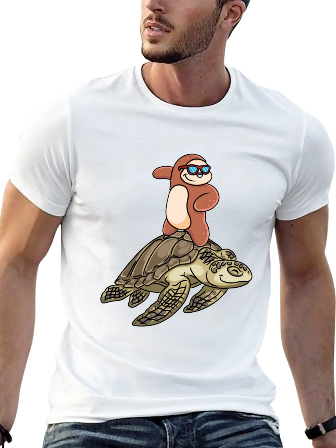 Black Sloth Riding Turtle T-Shirt - Funny & Unique Design view 13