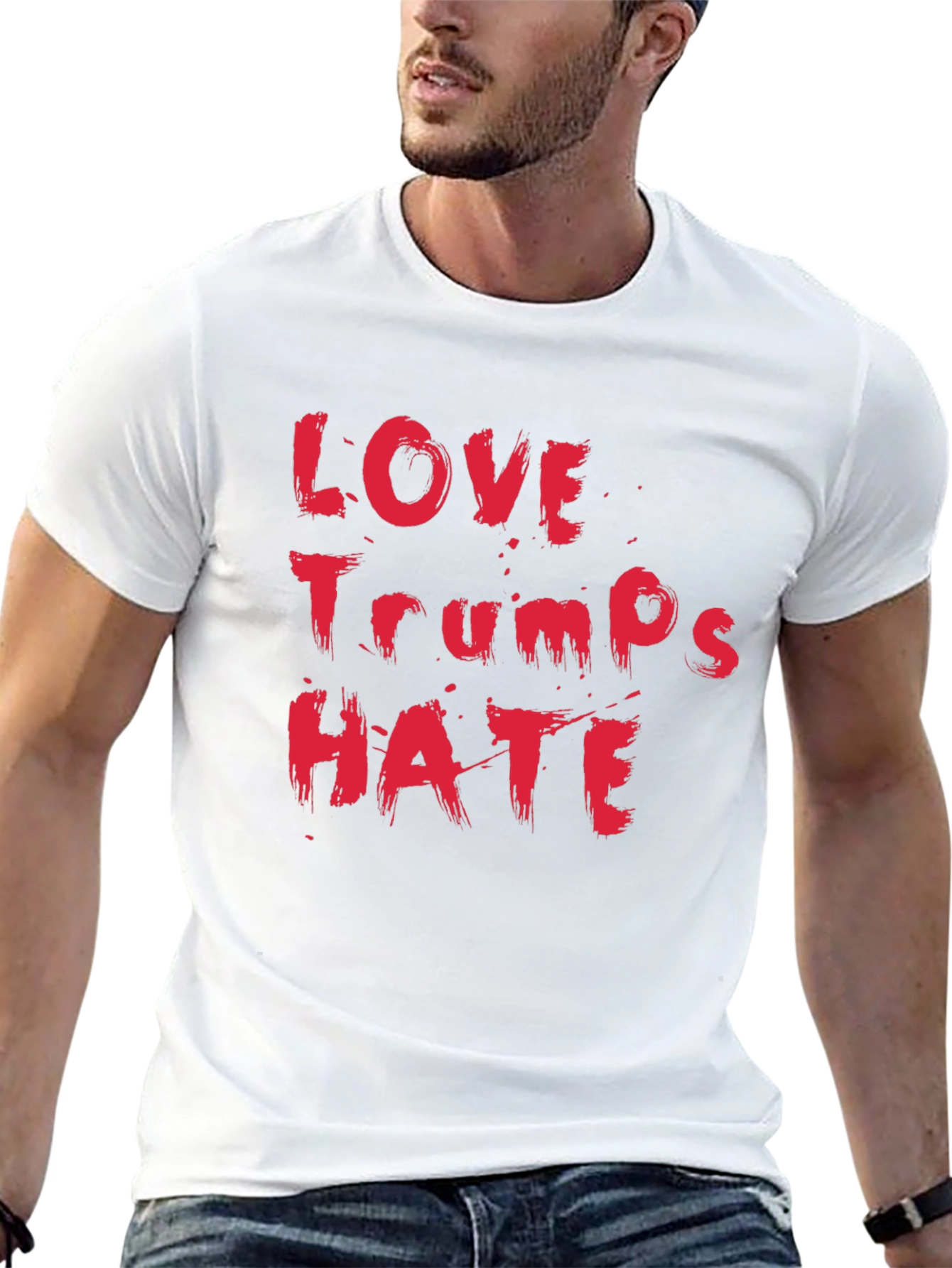 Black Love Trumps Hate Black Cotton T-Shirt view 13