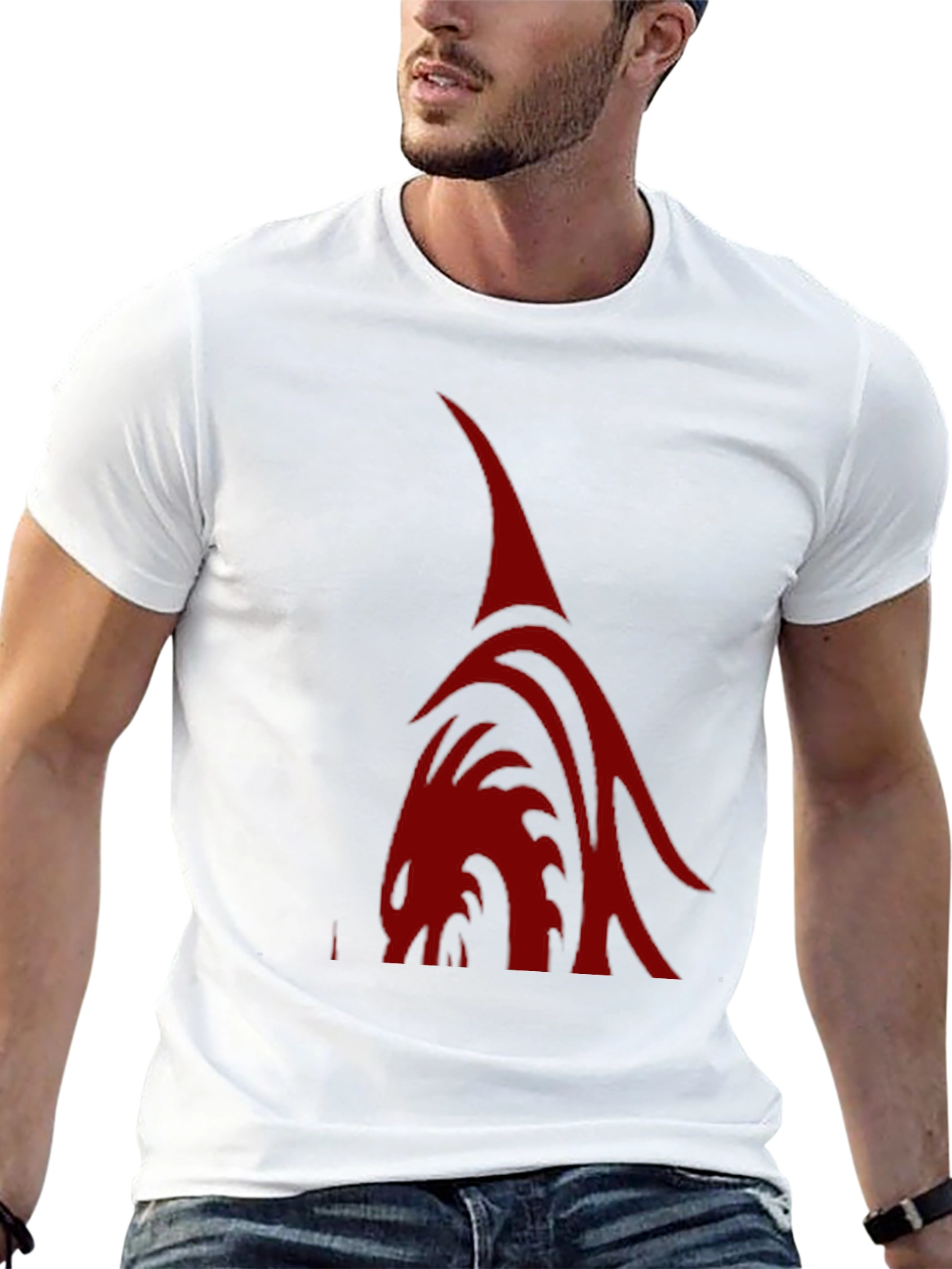 Black Men's Black T-Shirt with Red Dragon Graphic view 13