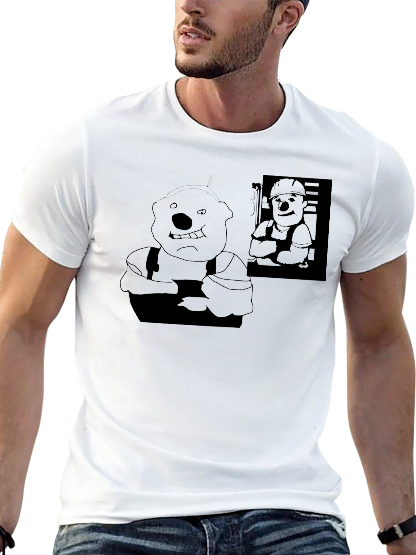 Black Black Cartoon Character T-Shirt view 13