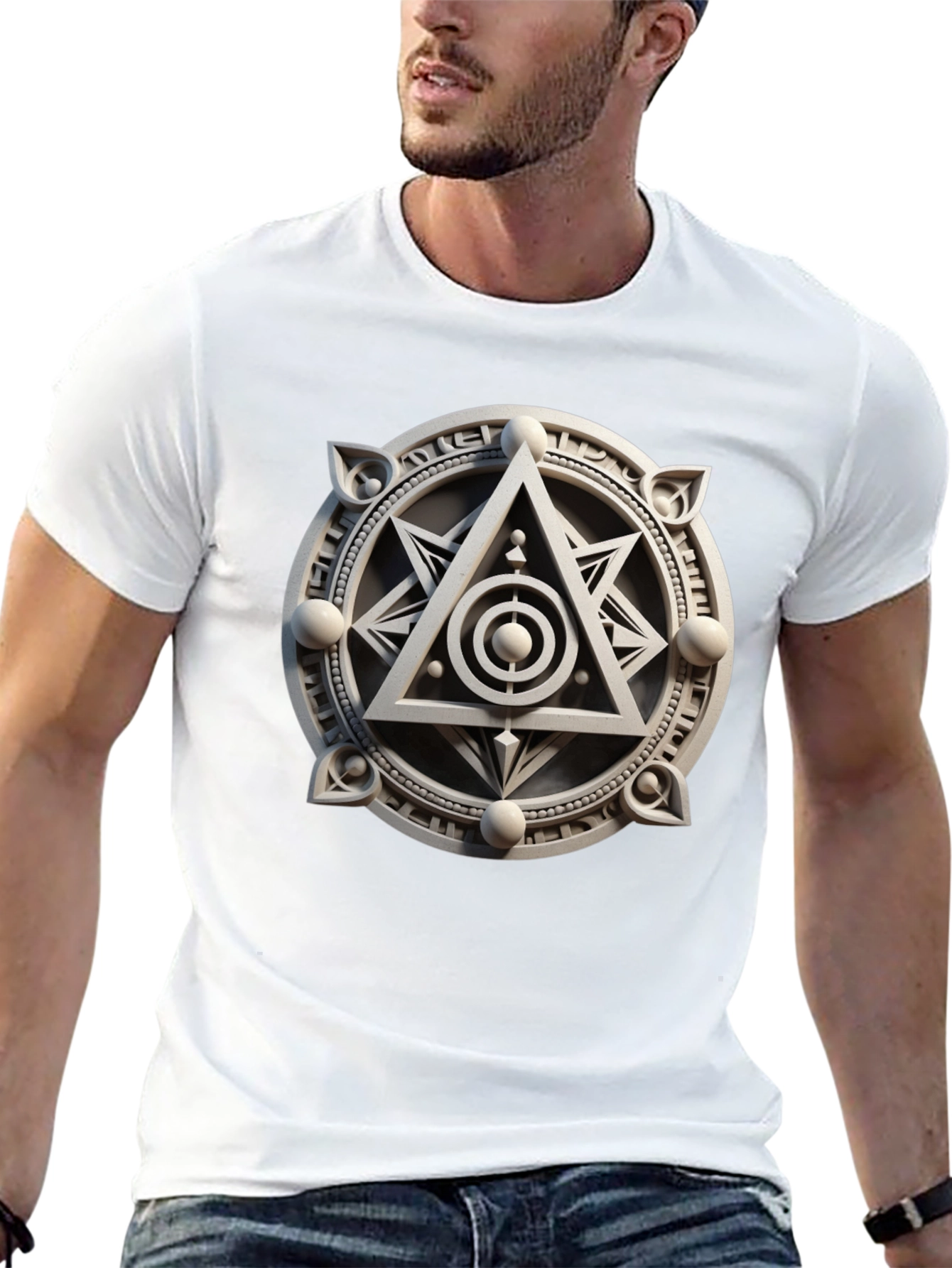 Black Mystic Symbol Graphic Tee - Geometric Design view 13