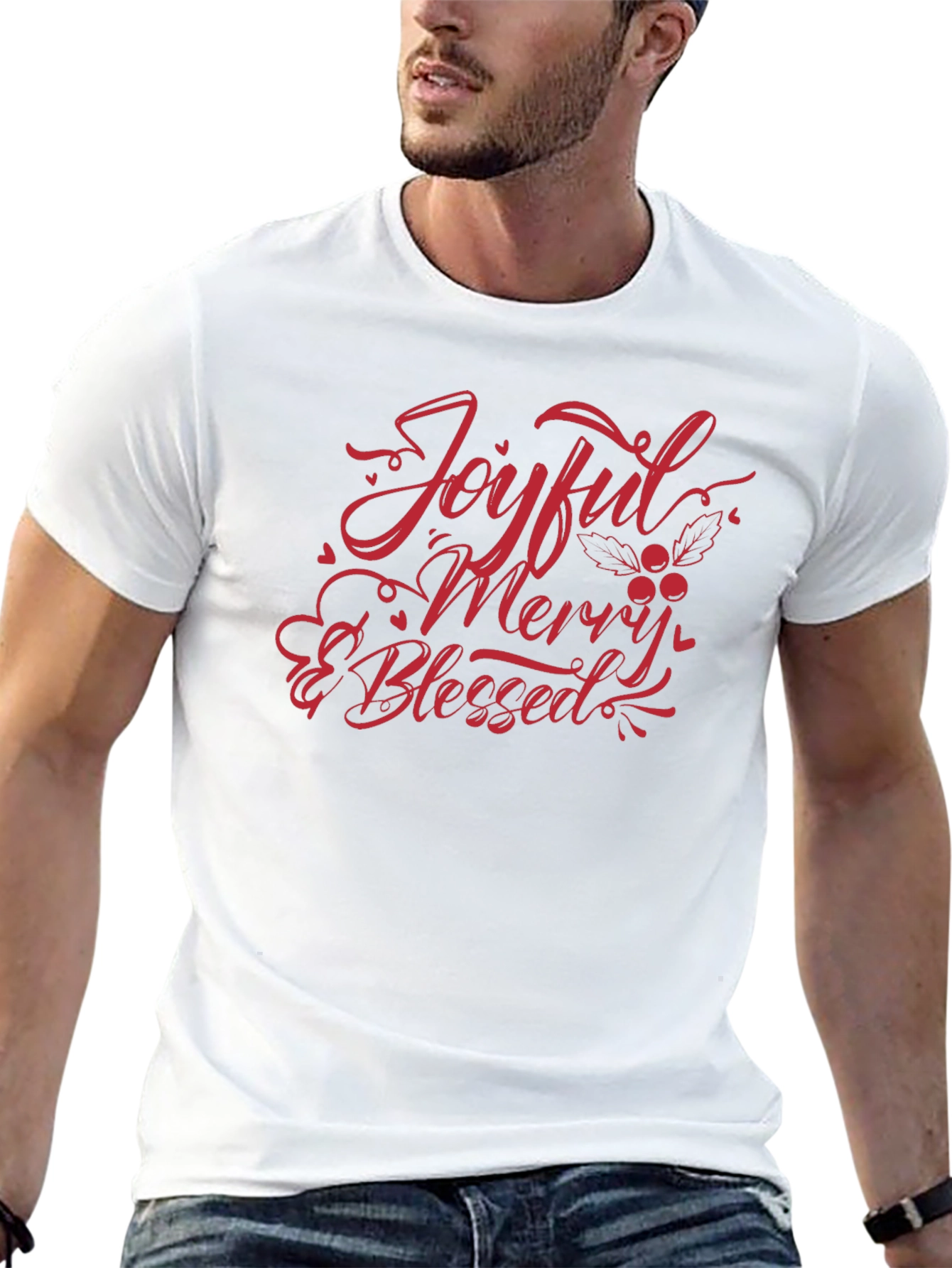 Black Joyful Merry & Blessed Black T-Shirt view 13