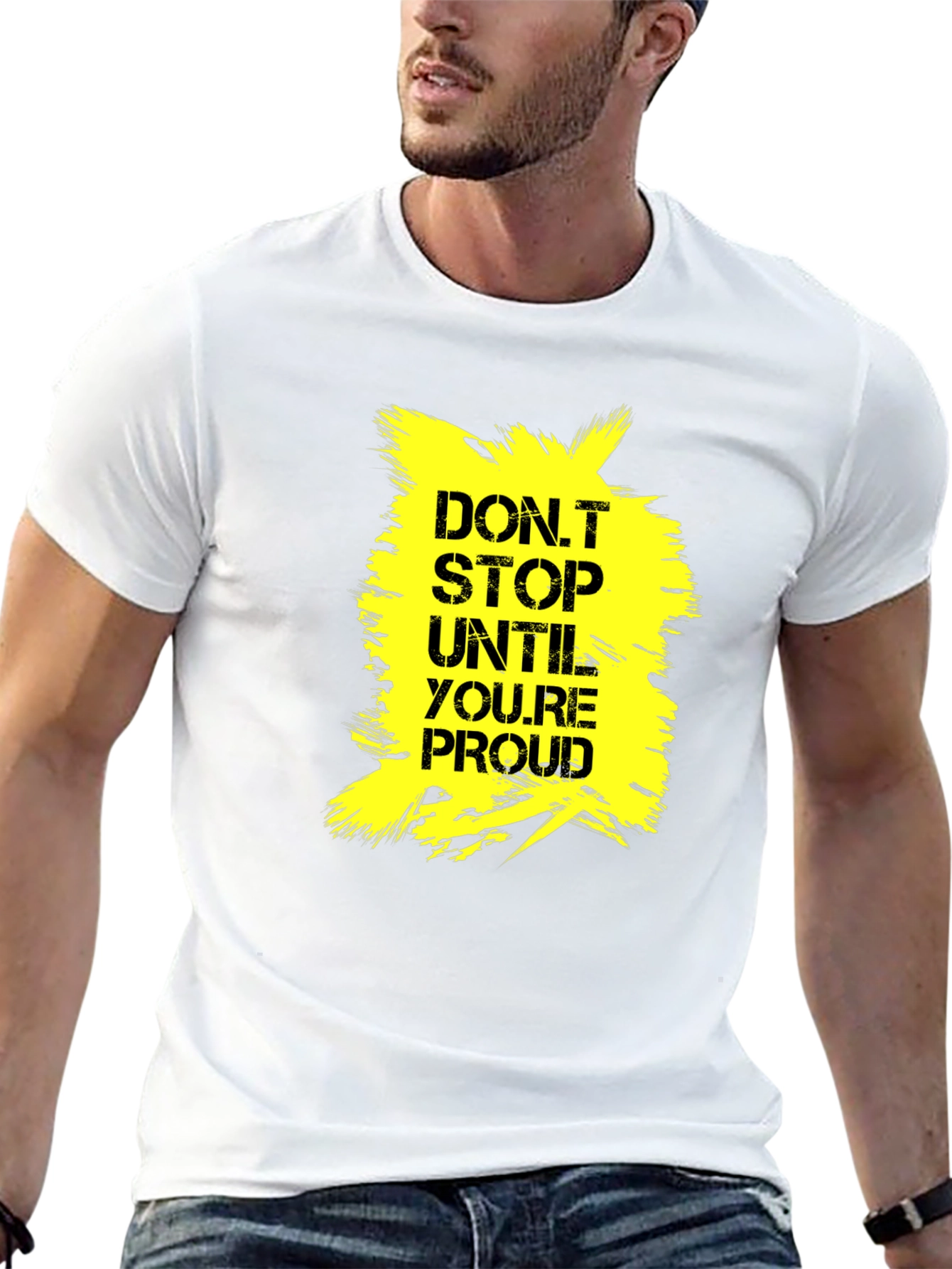 Black Motivational 'Don't Stop Until Proud' Graphic Tee view 13