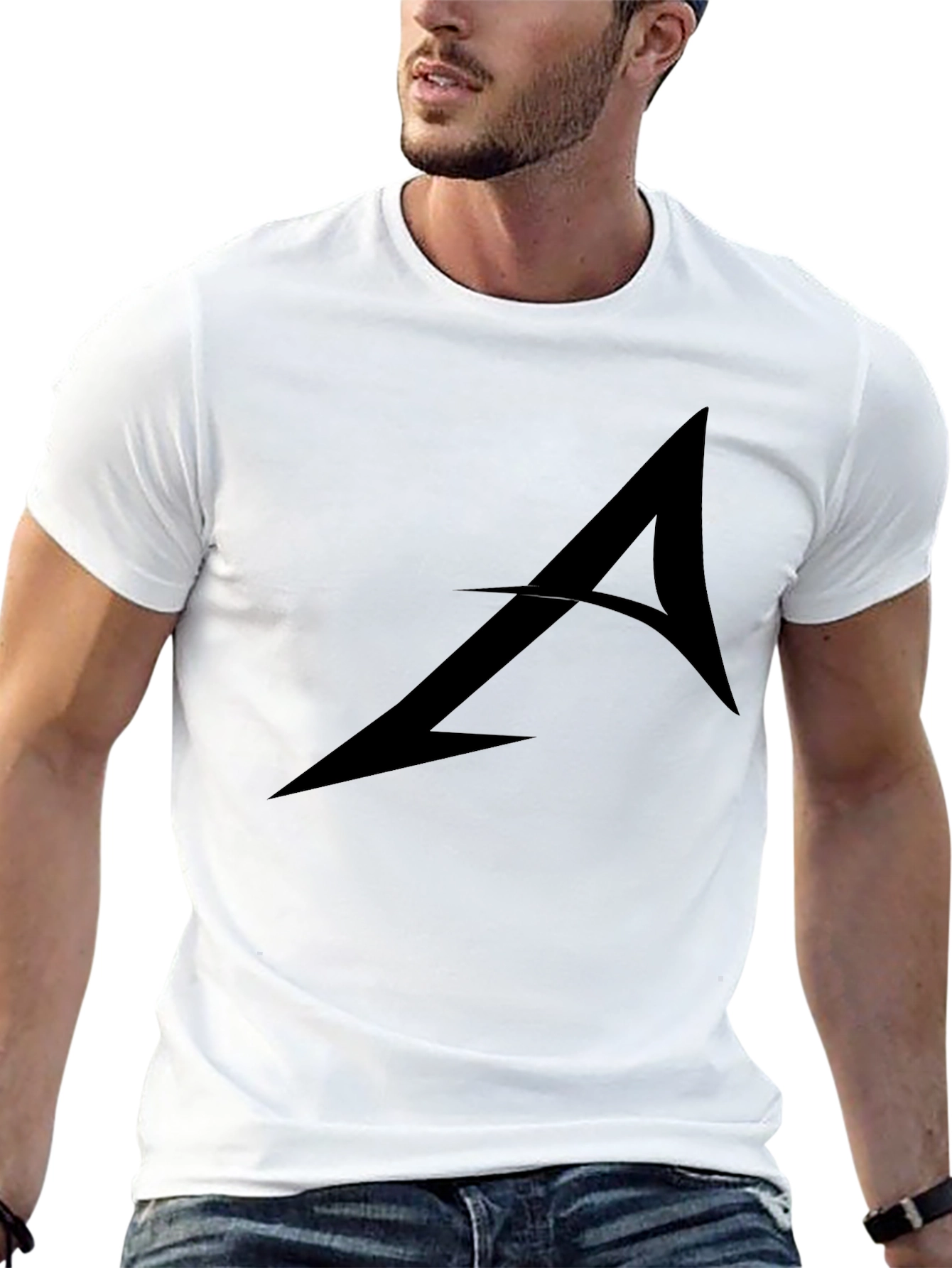 Black Stylish Black Graphic Tee - Arrow Design view 13