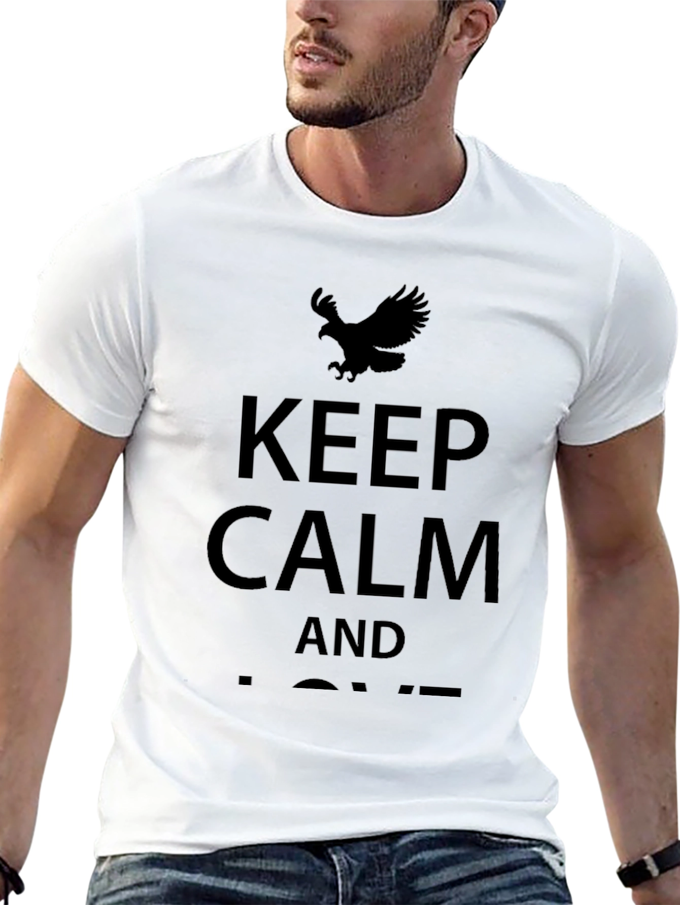Keep Calm Eagle Graphic T-Shirt - Black - 13