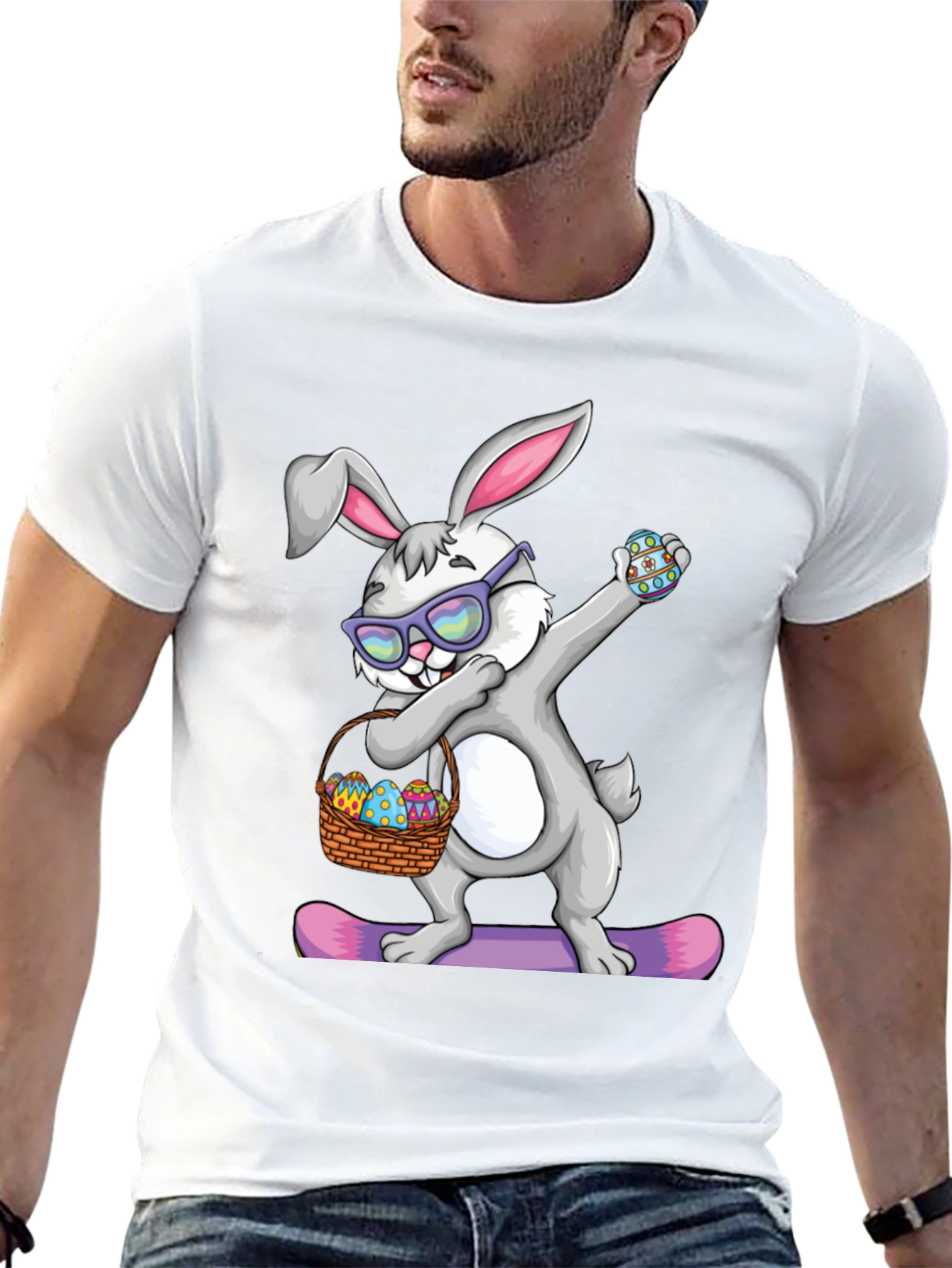 Black Dabbing Easter Bunny T-Shirt view 13